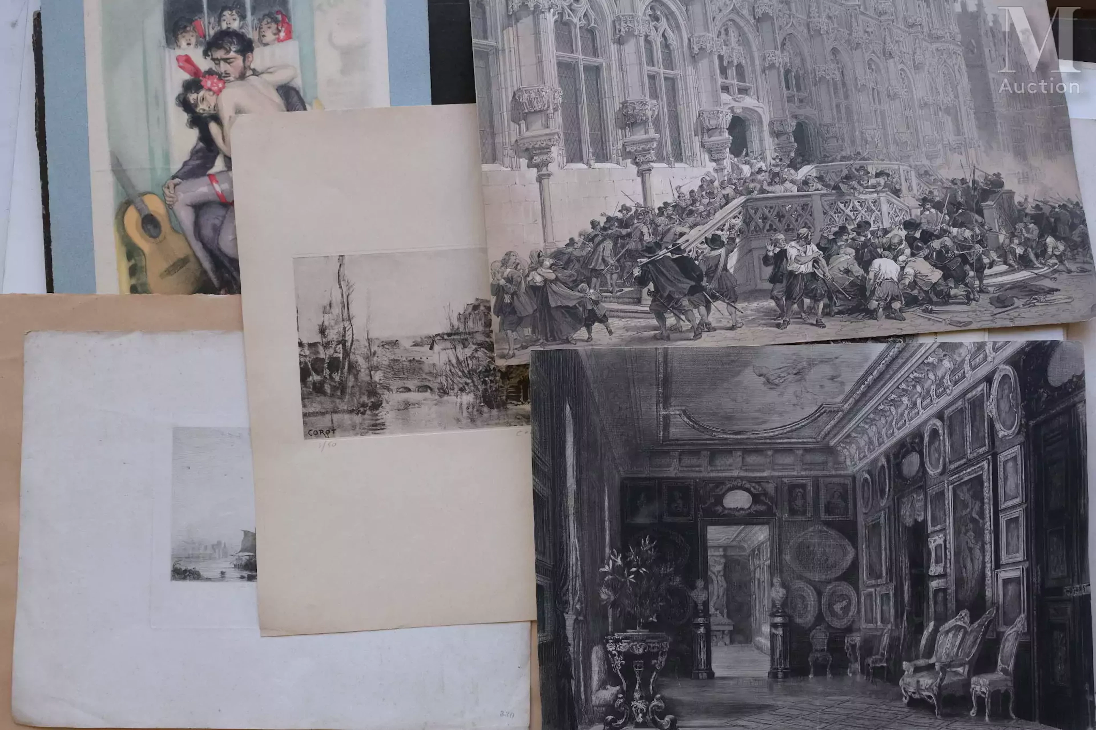 Ensemble de cent gravures des 19 et 20ème siècles