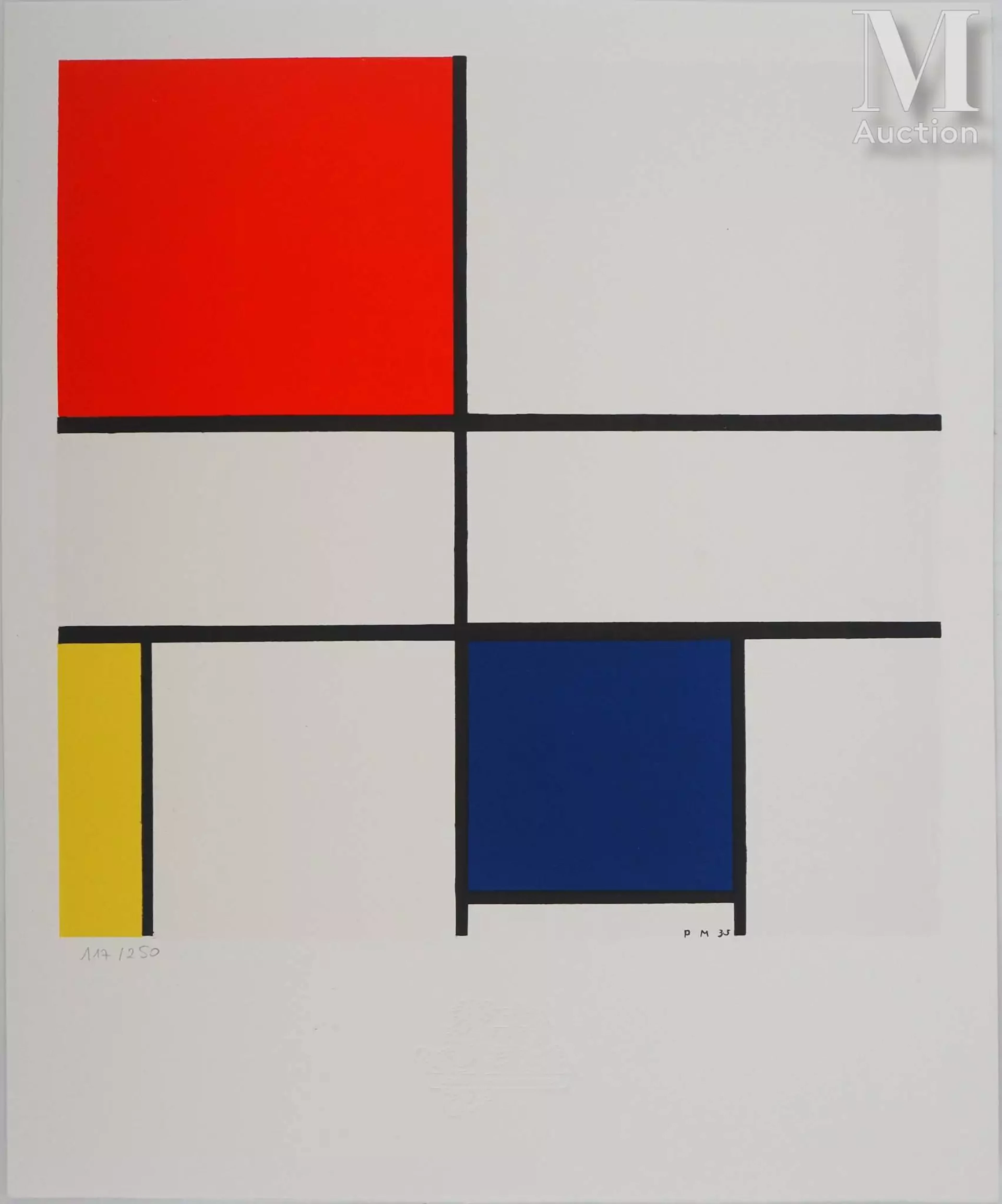 MONDRIAN Piet Composition C n°III en rouge, bleu et jaune