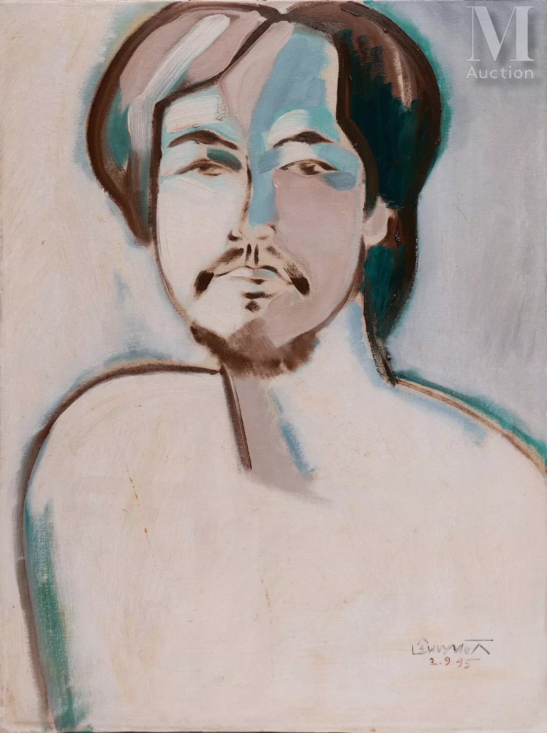 Ⓗ LE HUY HOA (1932 - 1997) "Portrait de M. Hùng", 02/09/1995