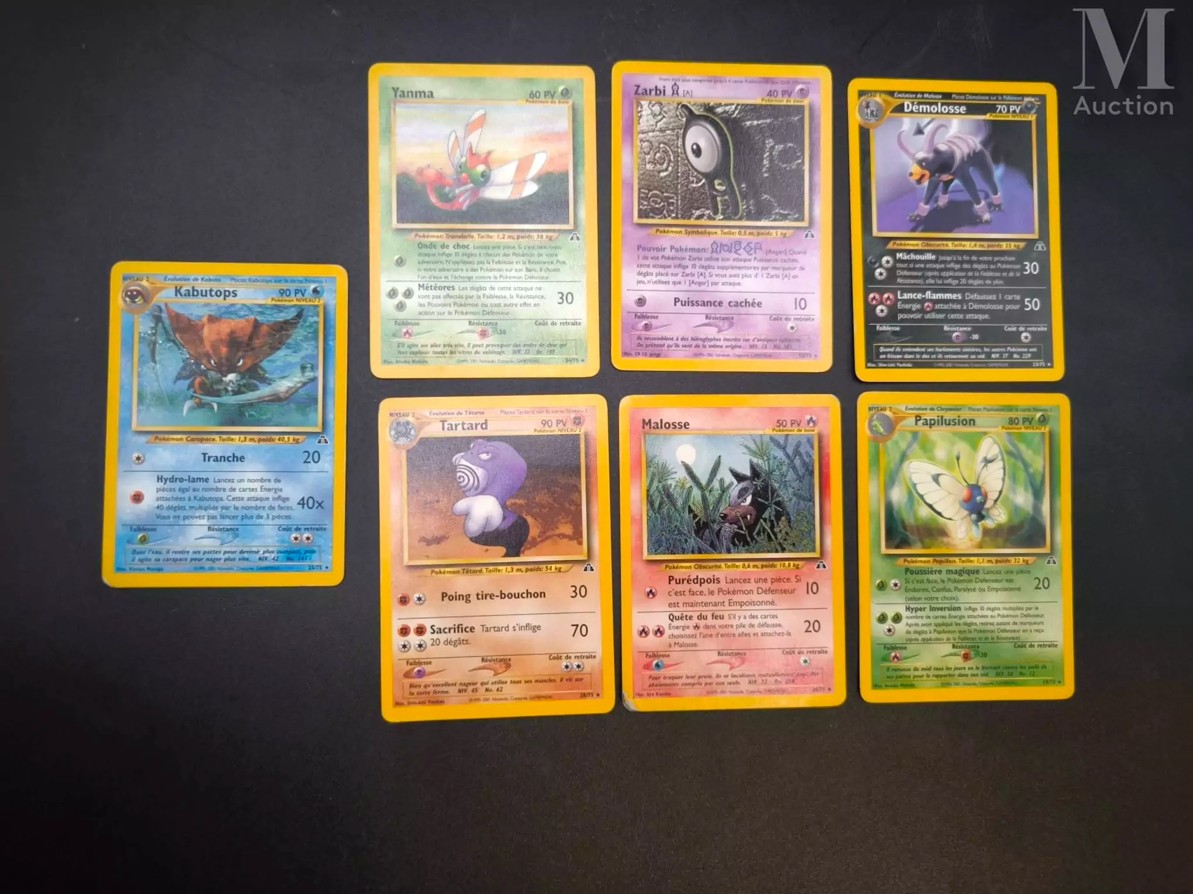 POKEMON Ensemble de sept cartes Neo Discovery, 2e Edition en français :