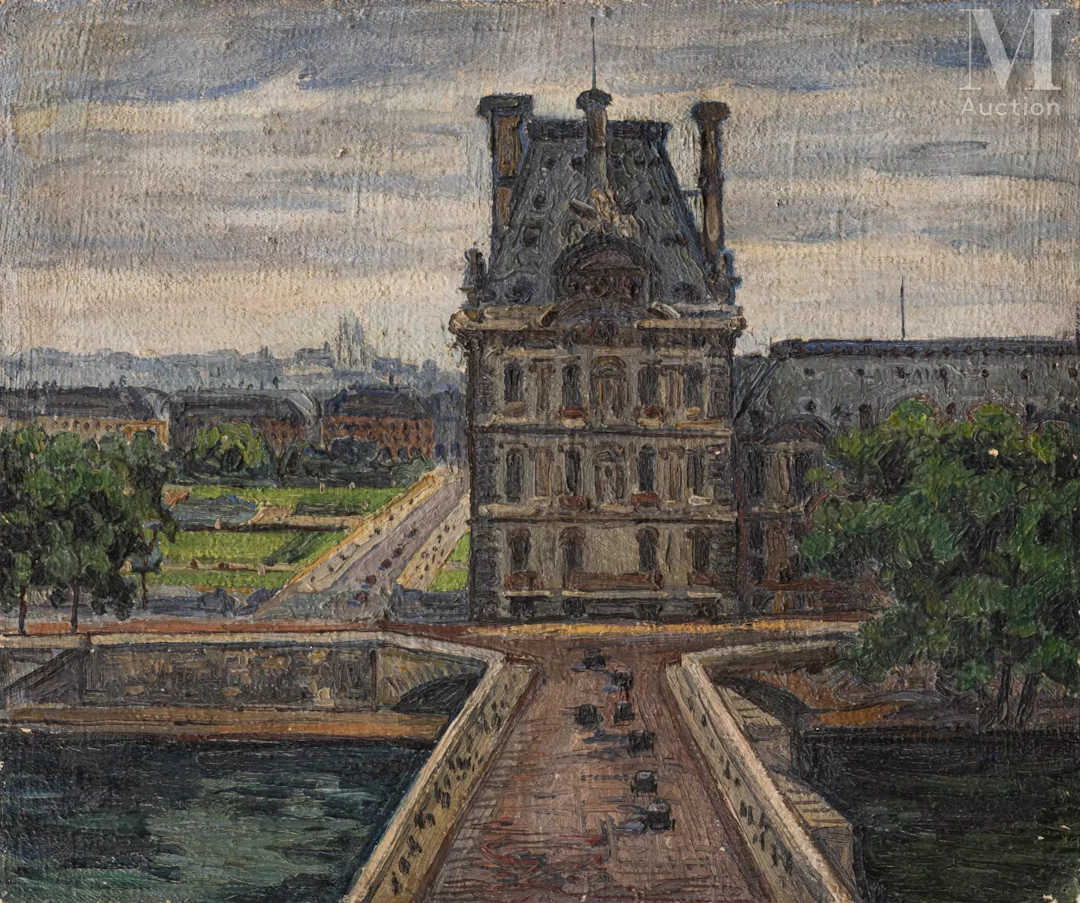 Jean Misceslas PESKE (Golta 1870 - Le Mans 1949) Le Pont Royal et le Louvre