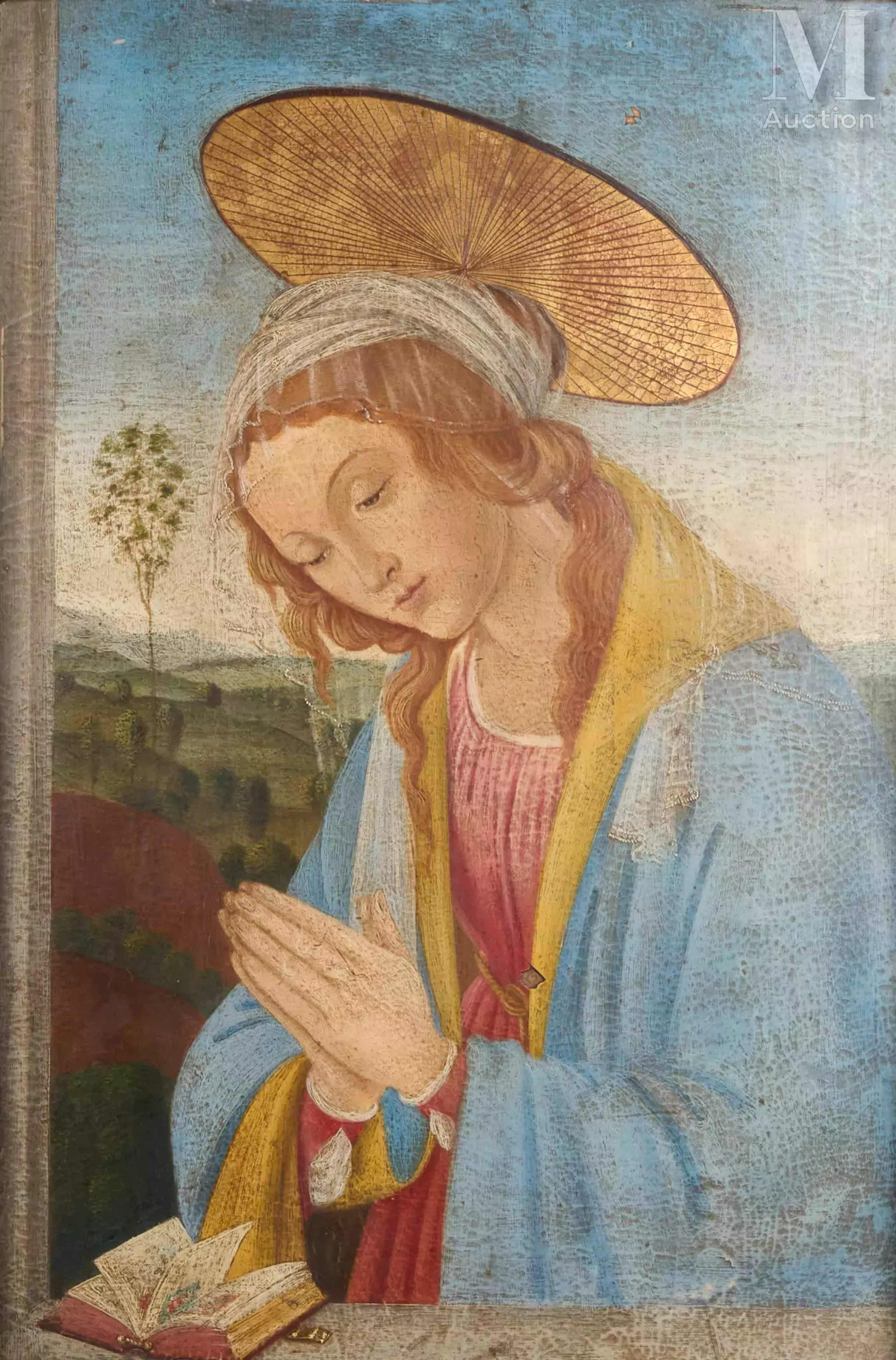 Ecole ITALIENNE vers 1900, dans le goût de BOTTICELLI Vierge en prière