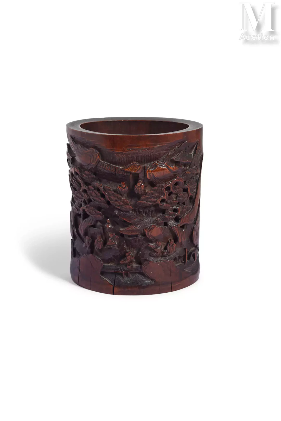 CHINE, XIXe siècle Pot à pinceaux "Bitong" en bambou