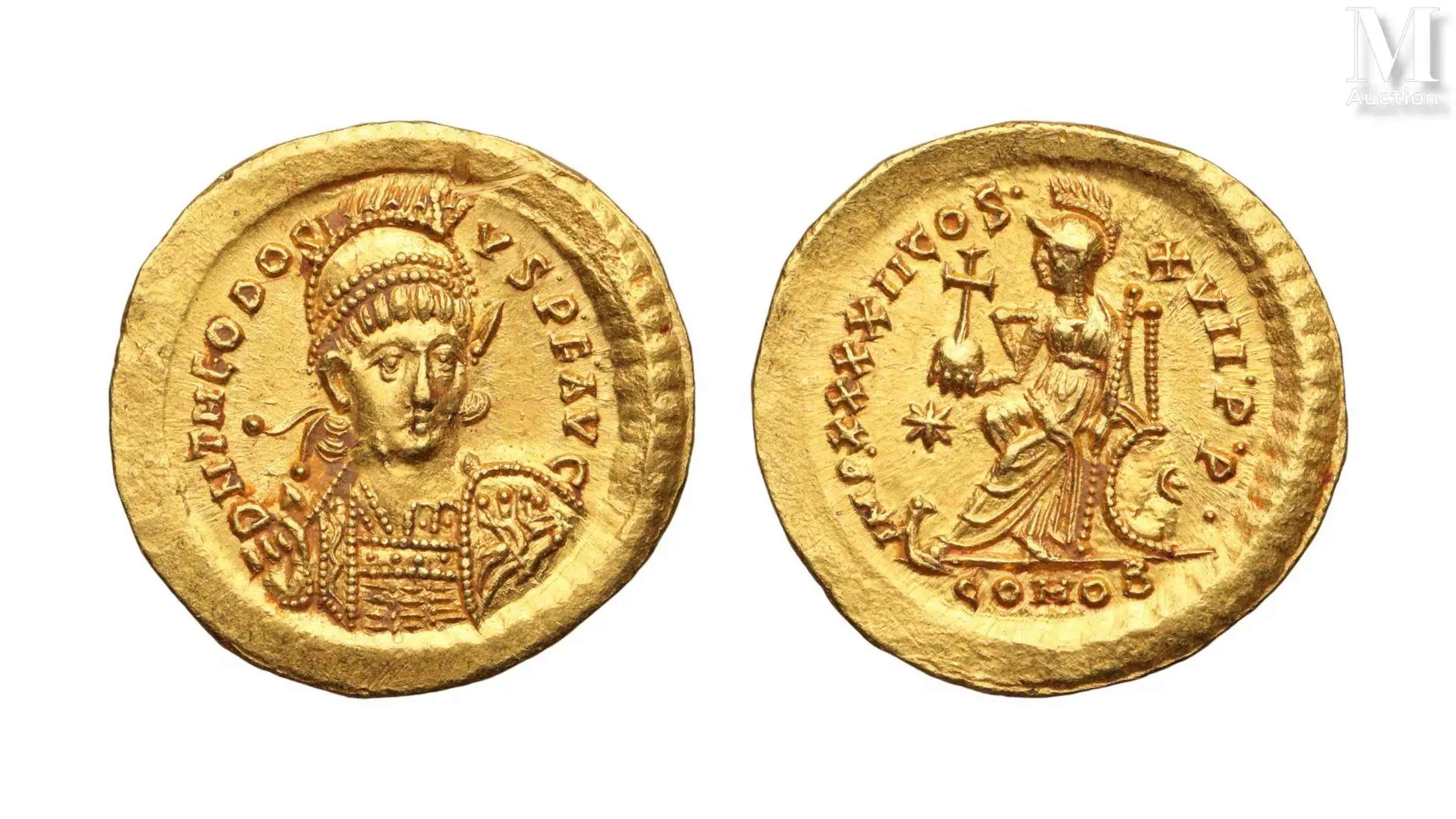 Théodose II 441-450 ap. JC. Solidus Constantinople.