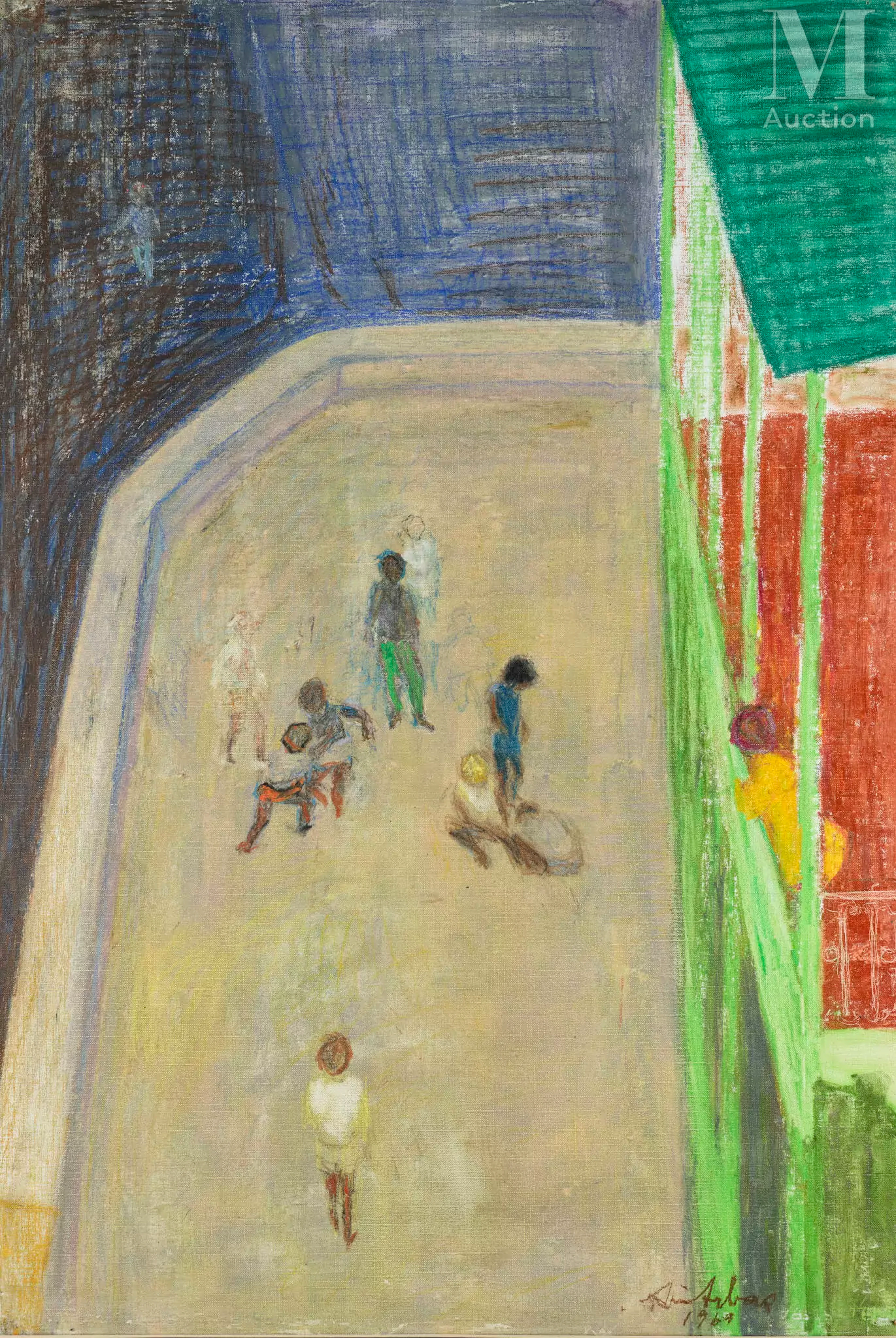 Avni ARBAS ( Turquie, 1919 - 2003) Cour intérieure Antibes