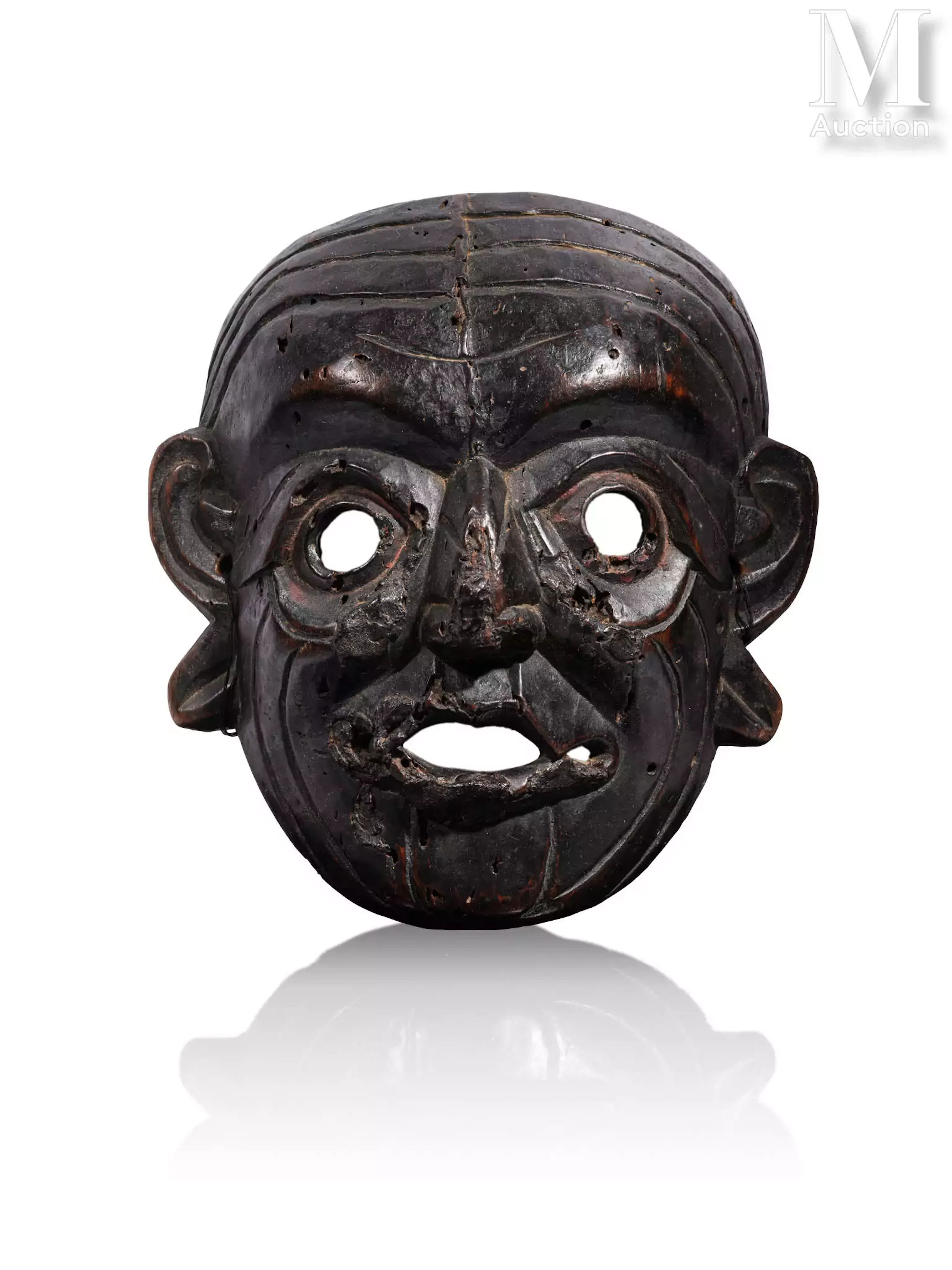NEPAL, XIXe siècle Masque rituel en bois patiné