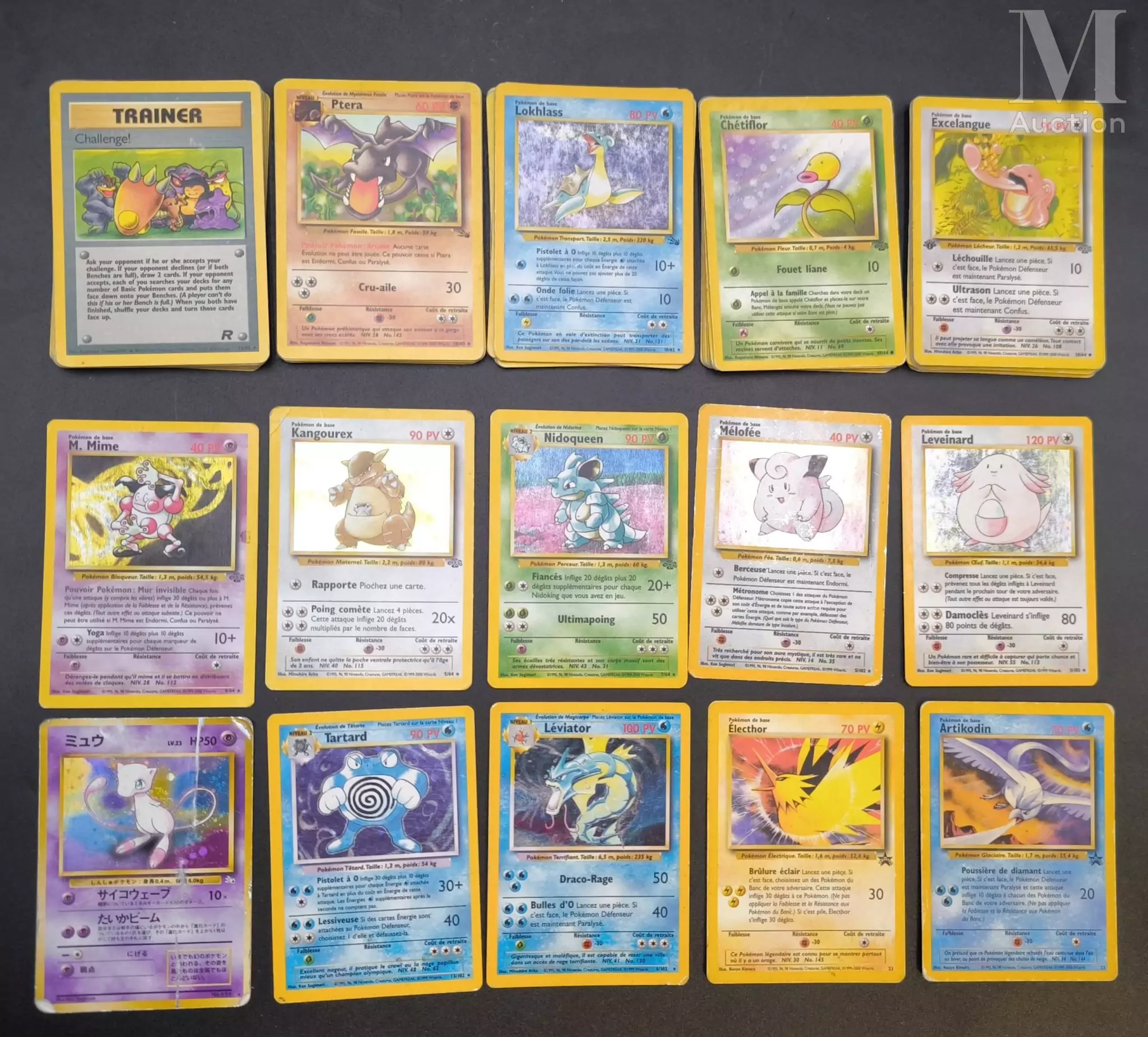 POKEMON Ensemble de 123 cartes du bloc de base et Gym en français et anglais :