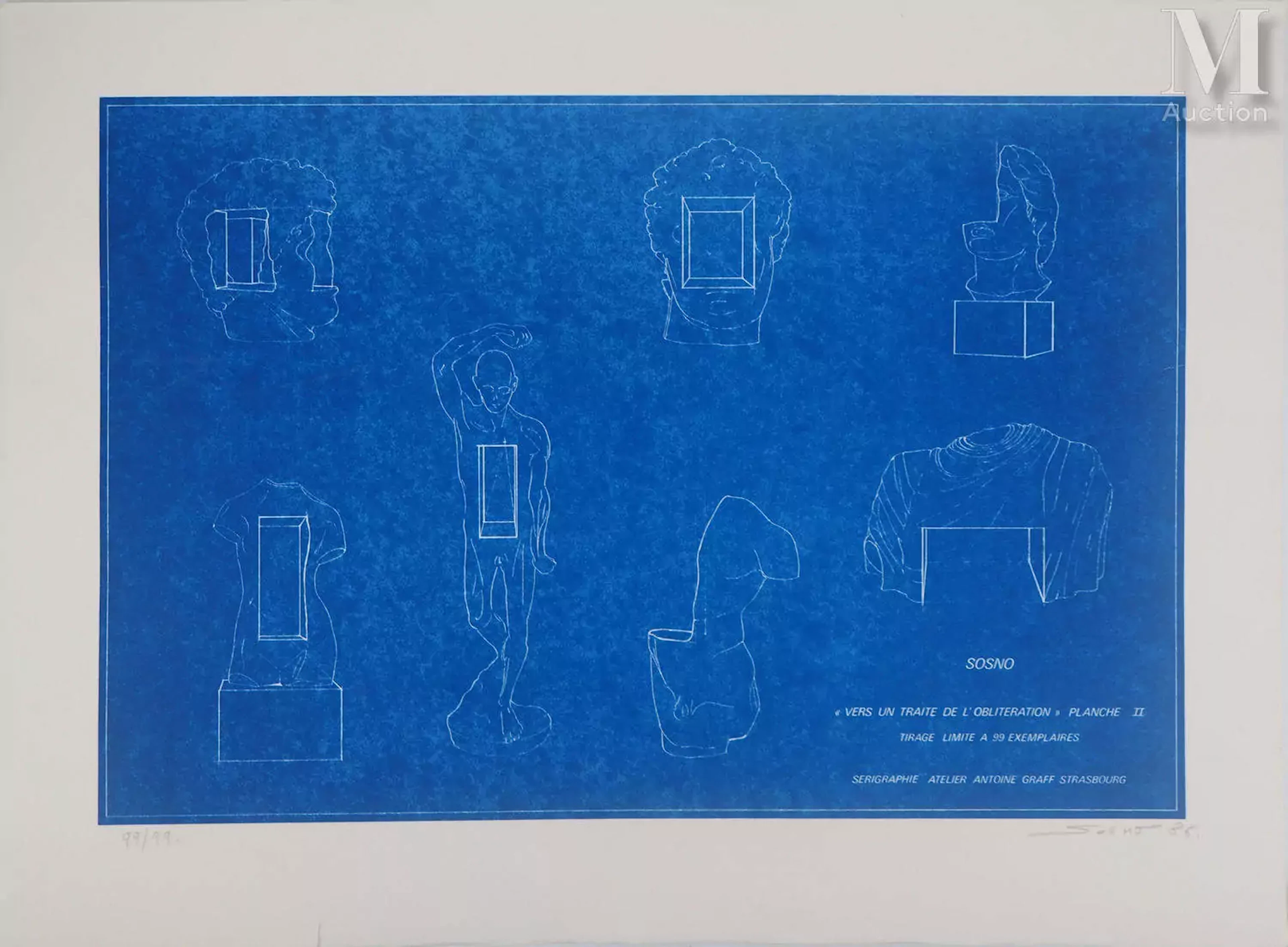 SOSNO Sacha (1937-2013) Sérigraphie originale Bustes gréco-romain, 1986