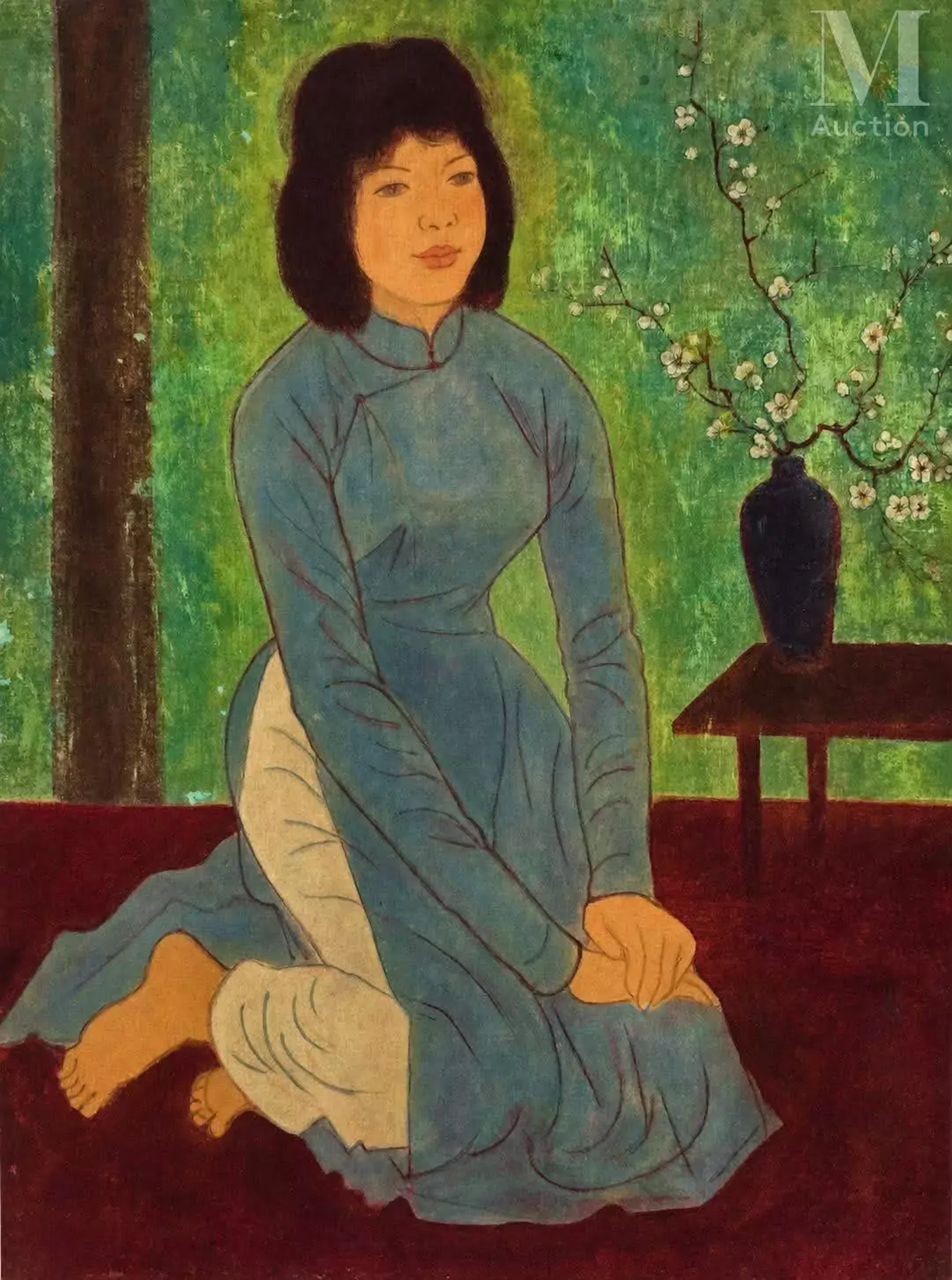 Ⓟ NGUYEN TAI LUONG (dit LINH CHI, 1921-2016) "La fille d'Hanoï", 1990