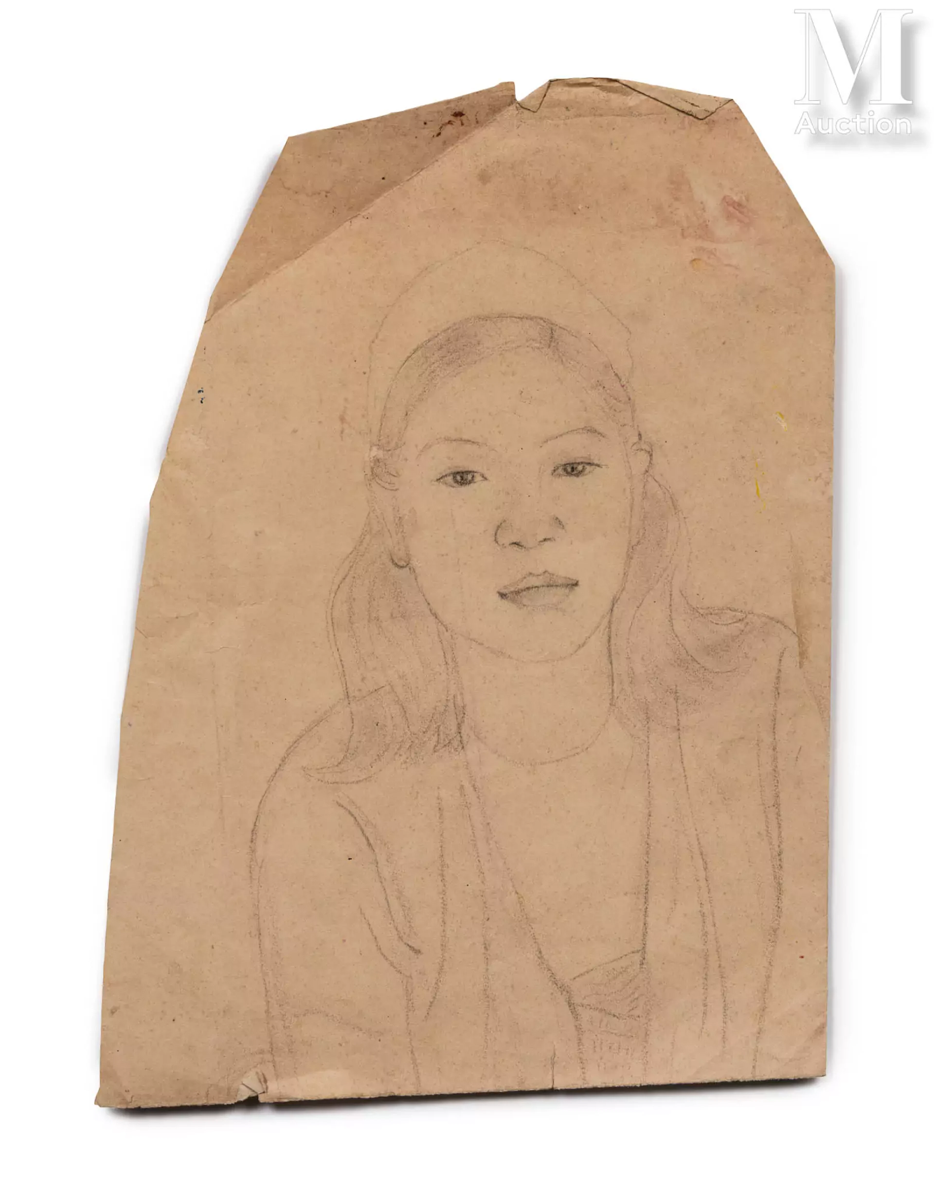 Ⓟ Nguyễn Tài Lương dit LINH CHI (1921-2016) "Portrait de jeune fille"