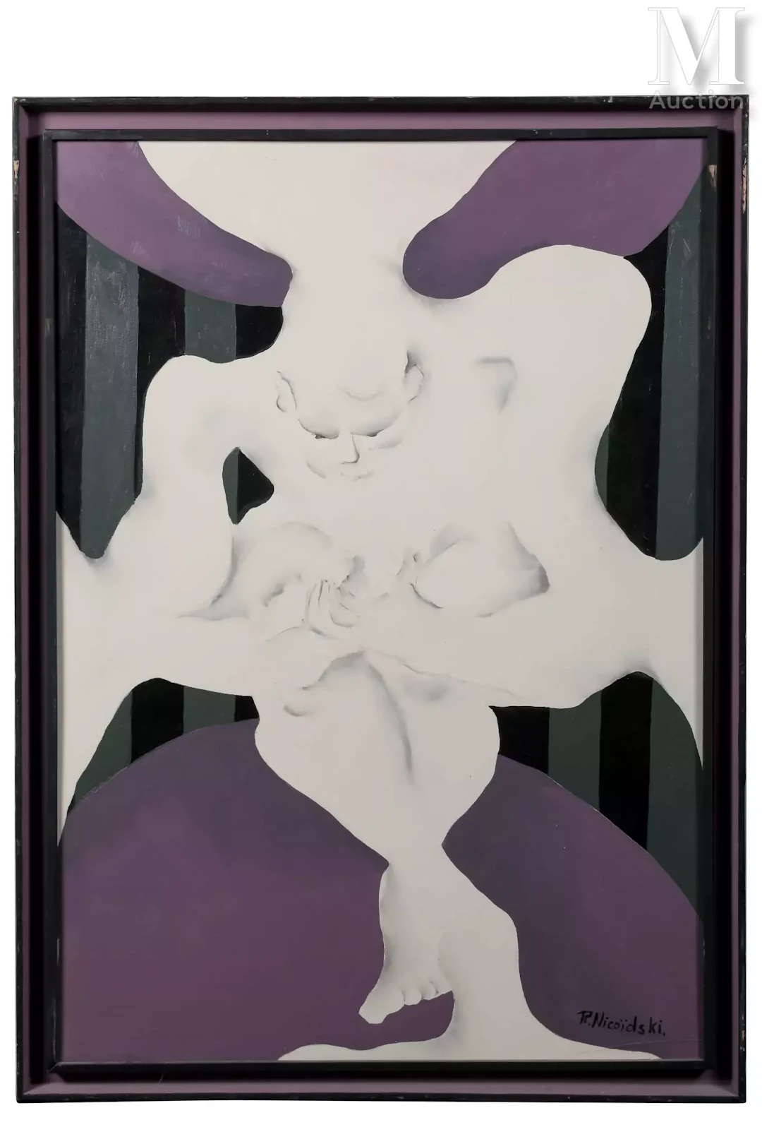 Robert-Louis NICOIDSKI (1931-2011), Maternité ou homme accroupi, huile