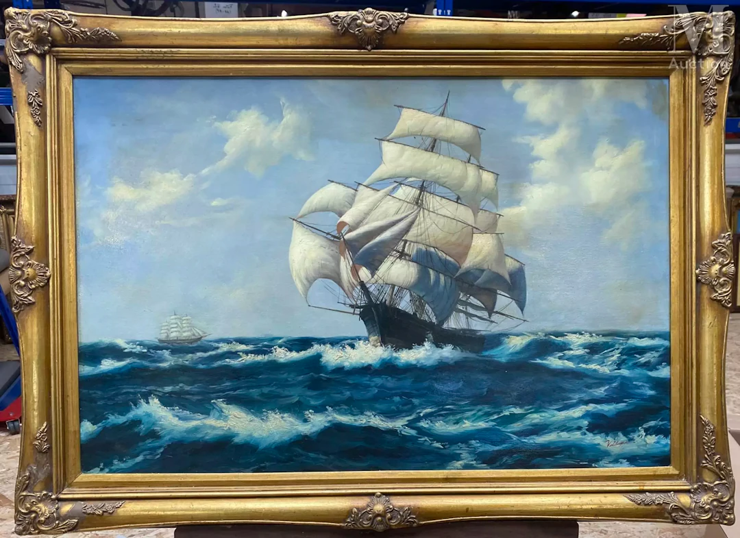 École MODERNE Voilier dans une mer agitée
