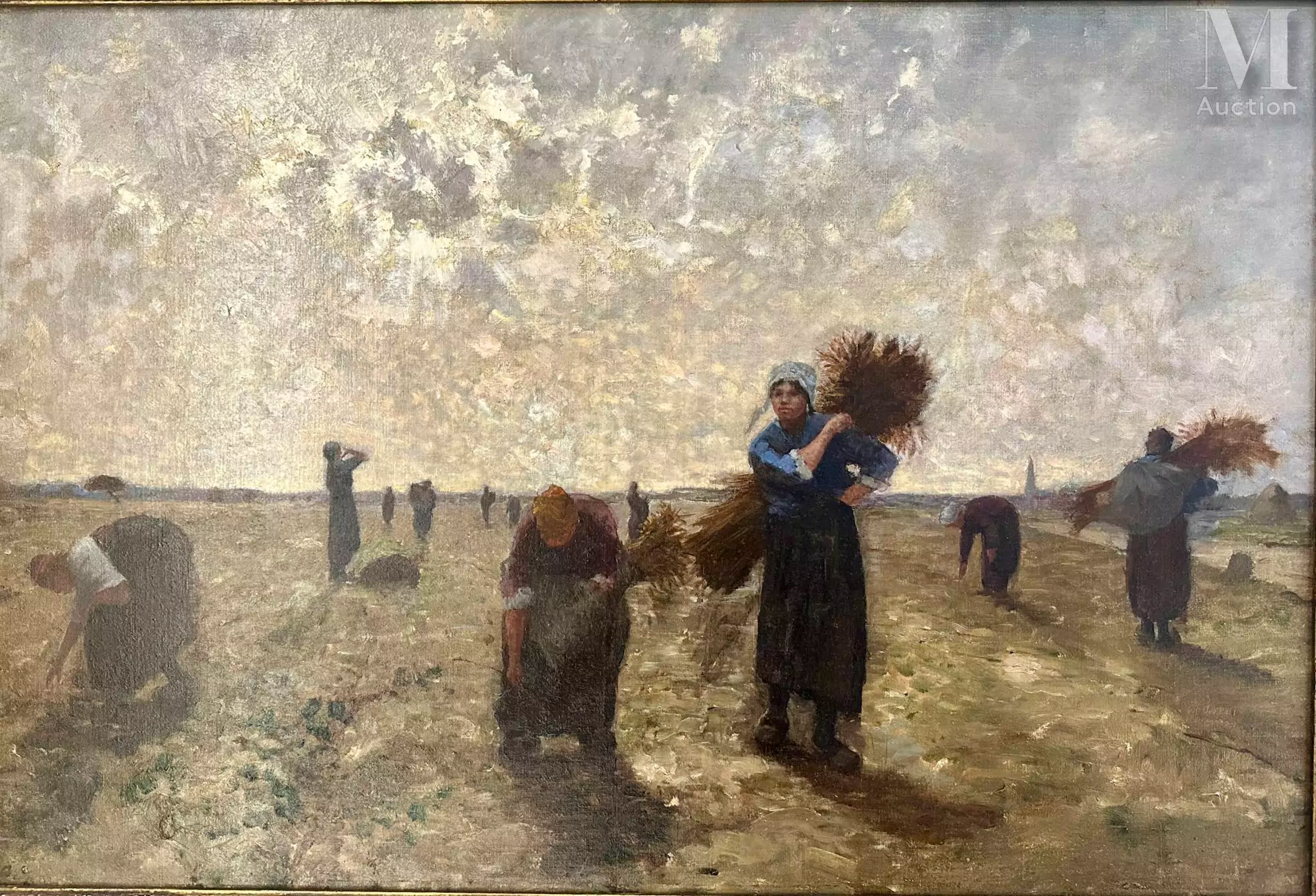 Ecole FRANCAISE du XIXe siècle dans le goût de Jules Breton La moisson