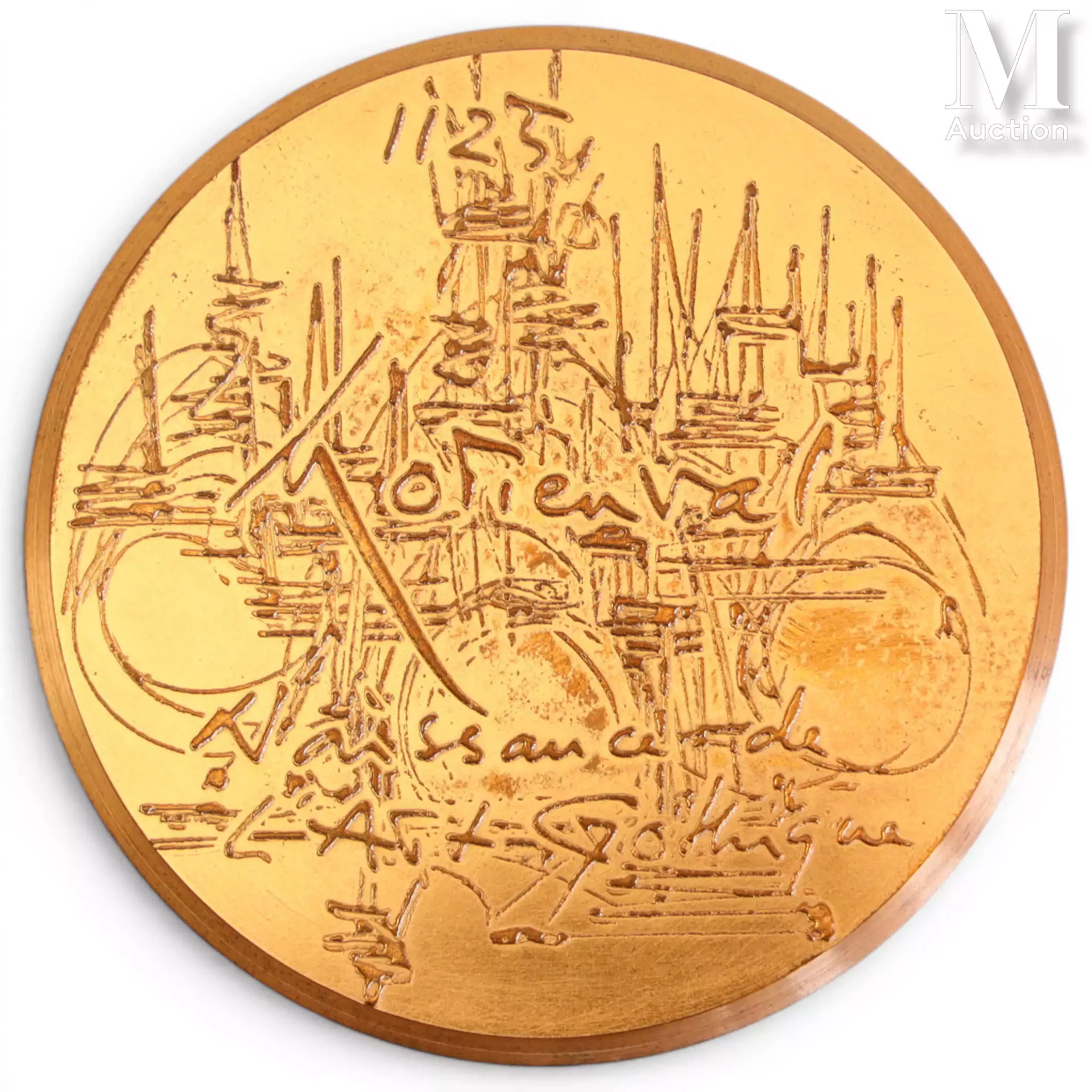 MATHIEU Georges (1921-2012) Médaille en bronze "MORIENVAL, la naissance