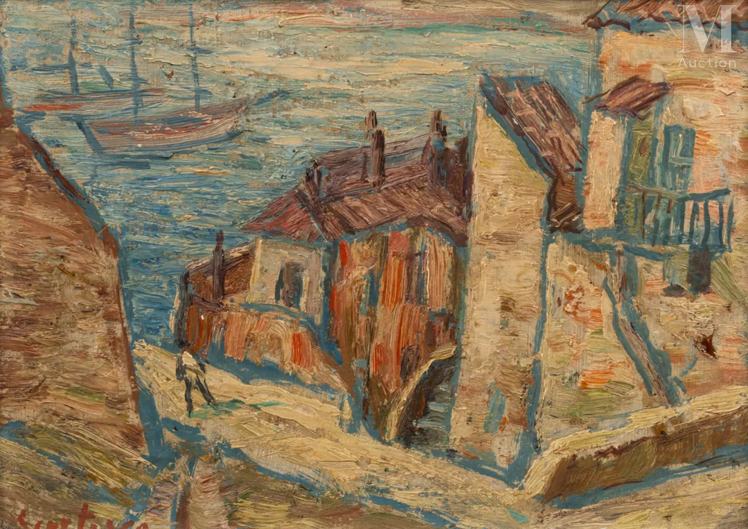 Paul SCORTESCO (Jassy 1895 - 1976) Petit port dans le Sud