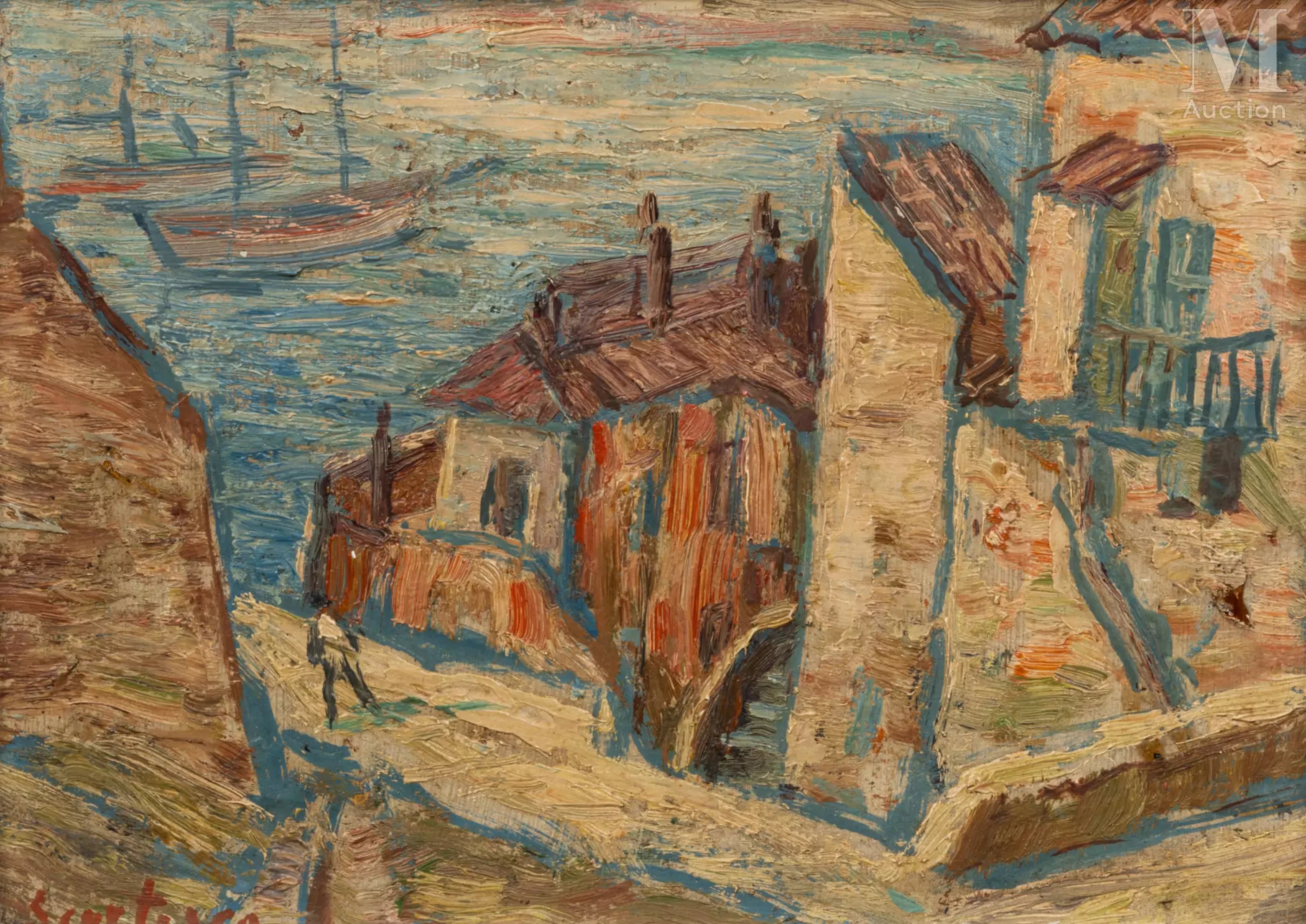Paul SCORTESCO (Jassy 1895 - 1976) Petit port dans le Sud