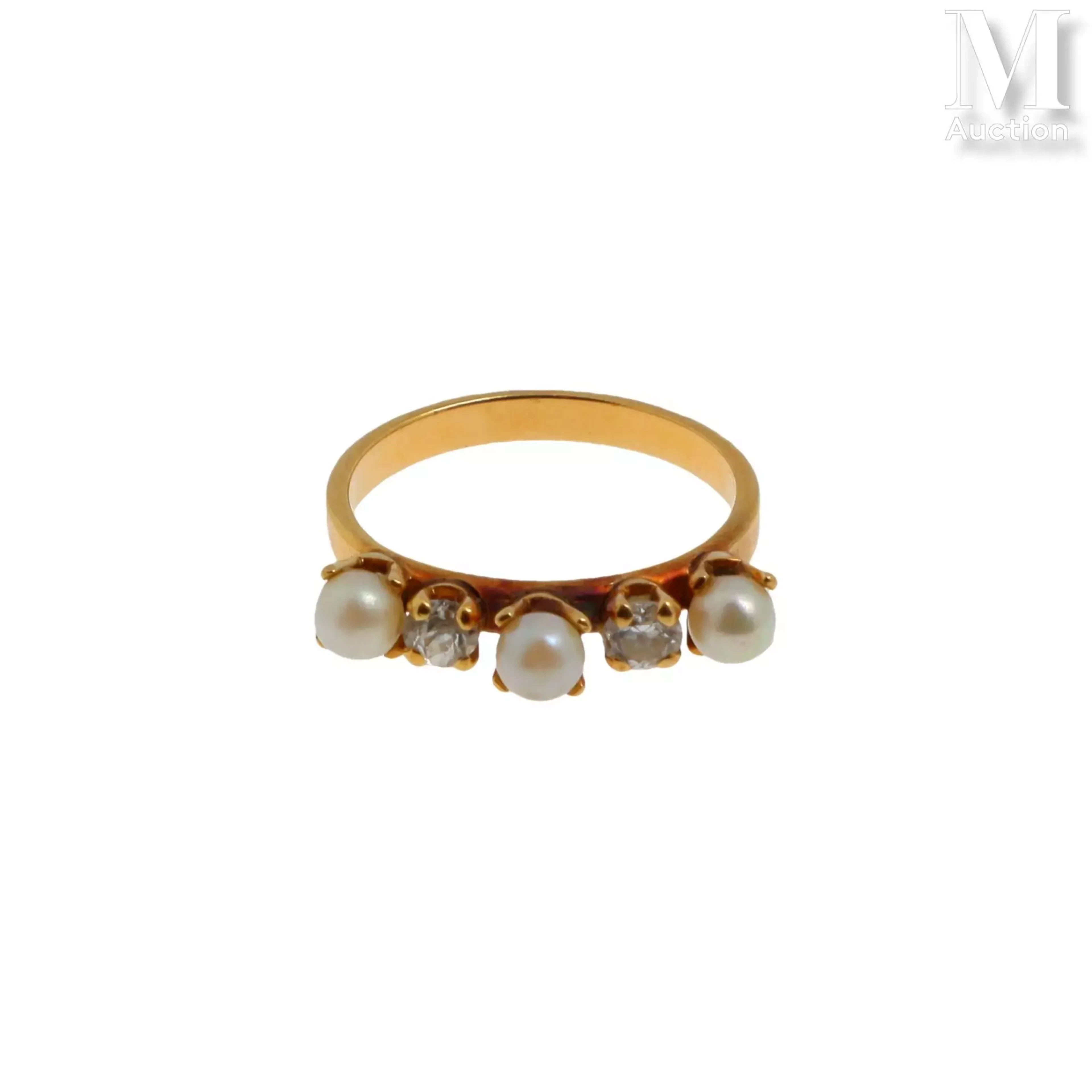 Bague perles et diamants