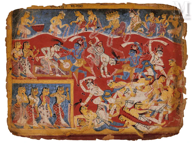 Krishna et Balarāma combattent les champions de Kamsa dans l’arène