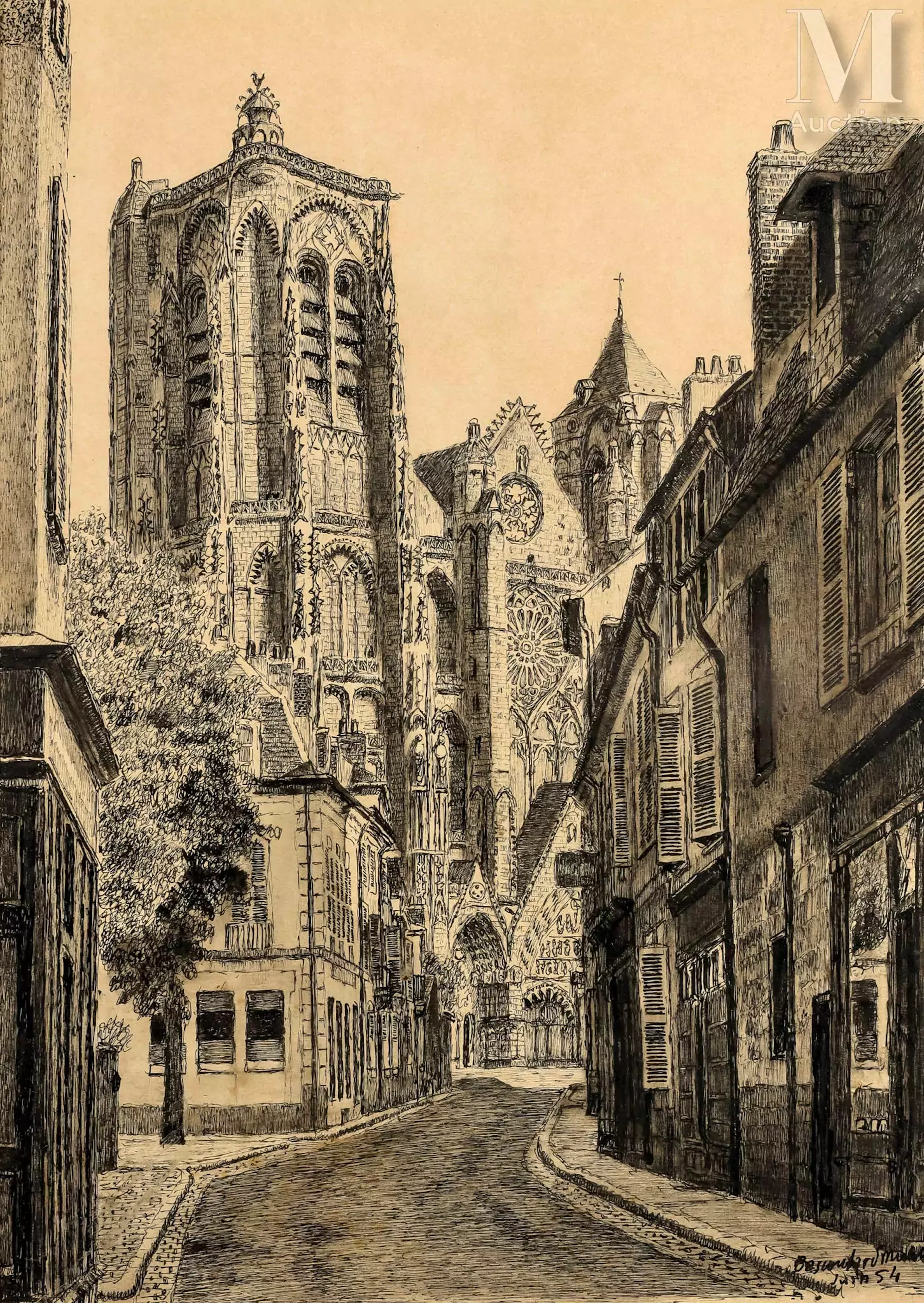 Marcel BASCOULARD (1913-1978) La Cathédrale Saint Etienne de Bourges