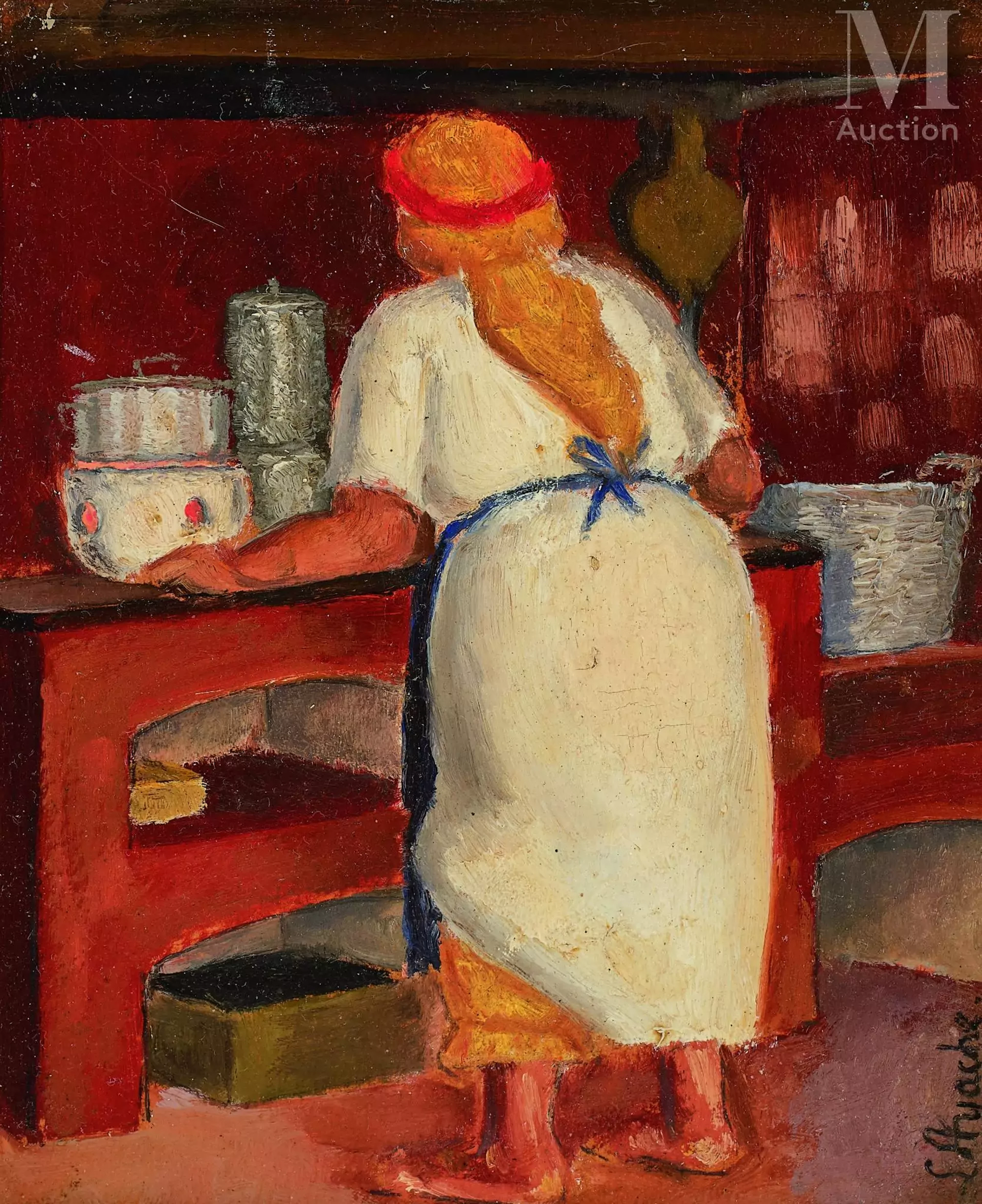 Lucien AYACHE (Actif au XX siècle) Aziza la cuisinière