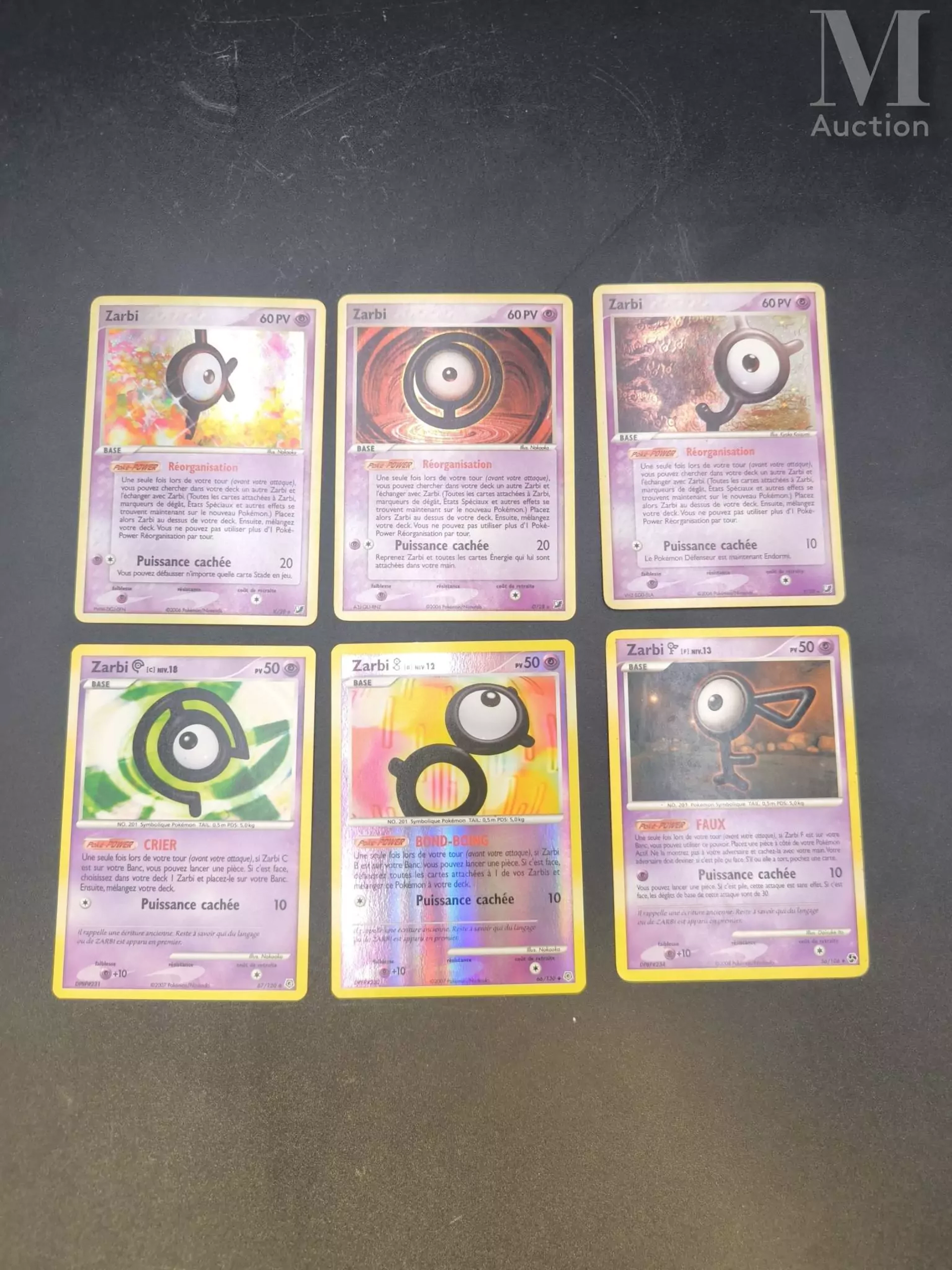 POKEMON Ensemble de six cartes Zarbi