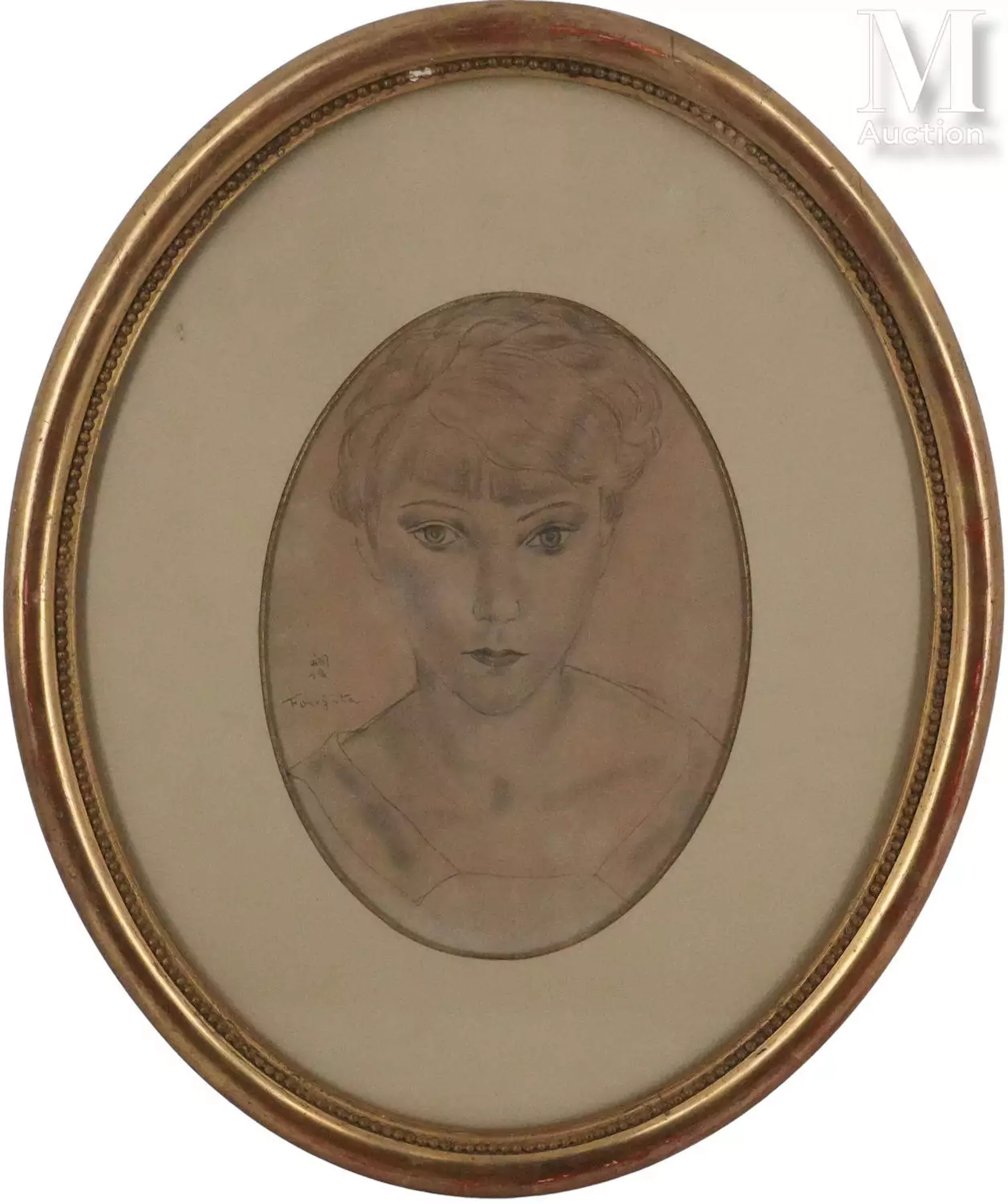 FOUJITA Léonard Tsuguharu (1886-1968) Héliogravure Jeune fille au chignon