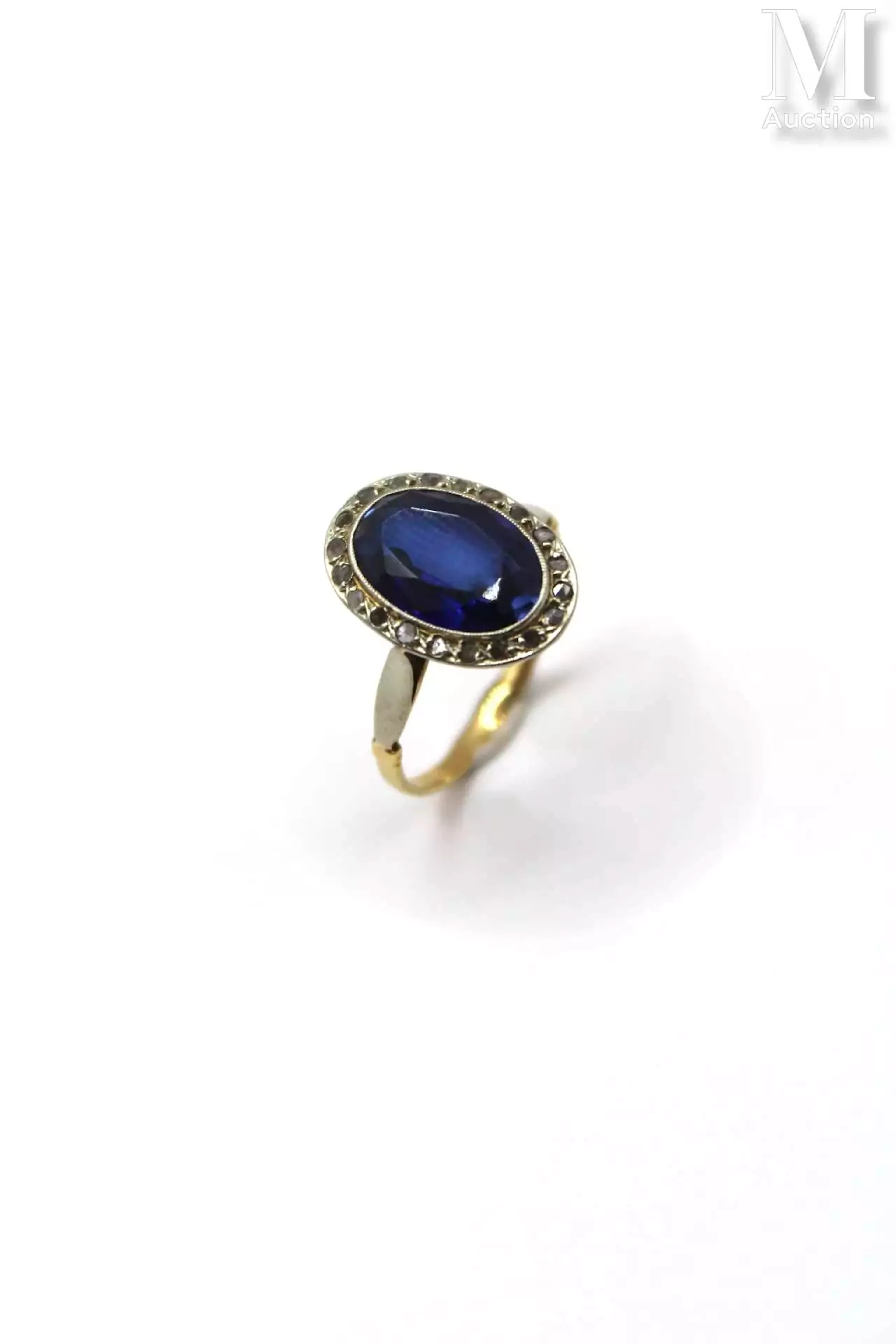 Bague or pierre bleue