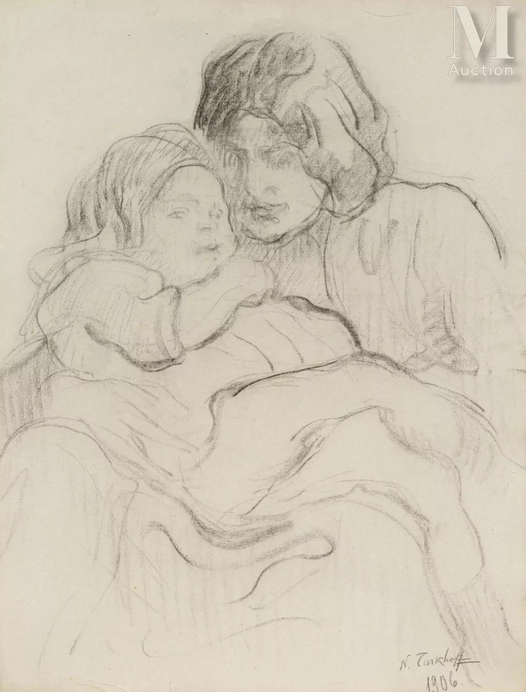 Nicolas TARKHOFF (Moscou 1871 - Orsay 1930) Maternité, Yvonne Tarkhoff