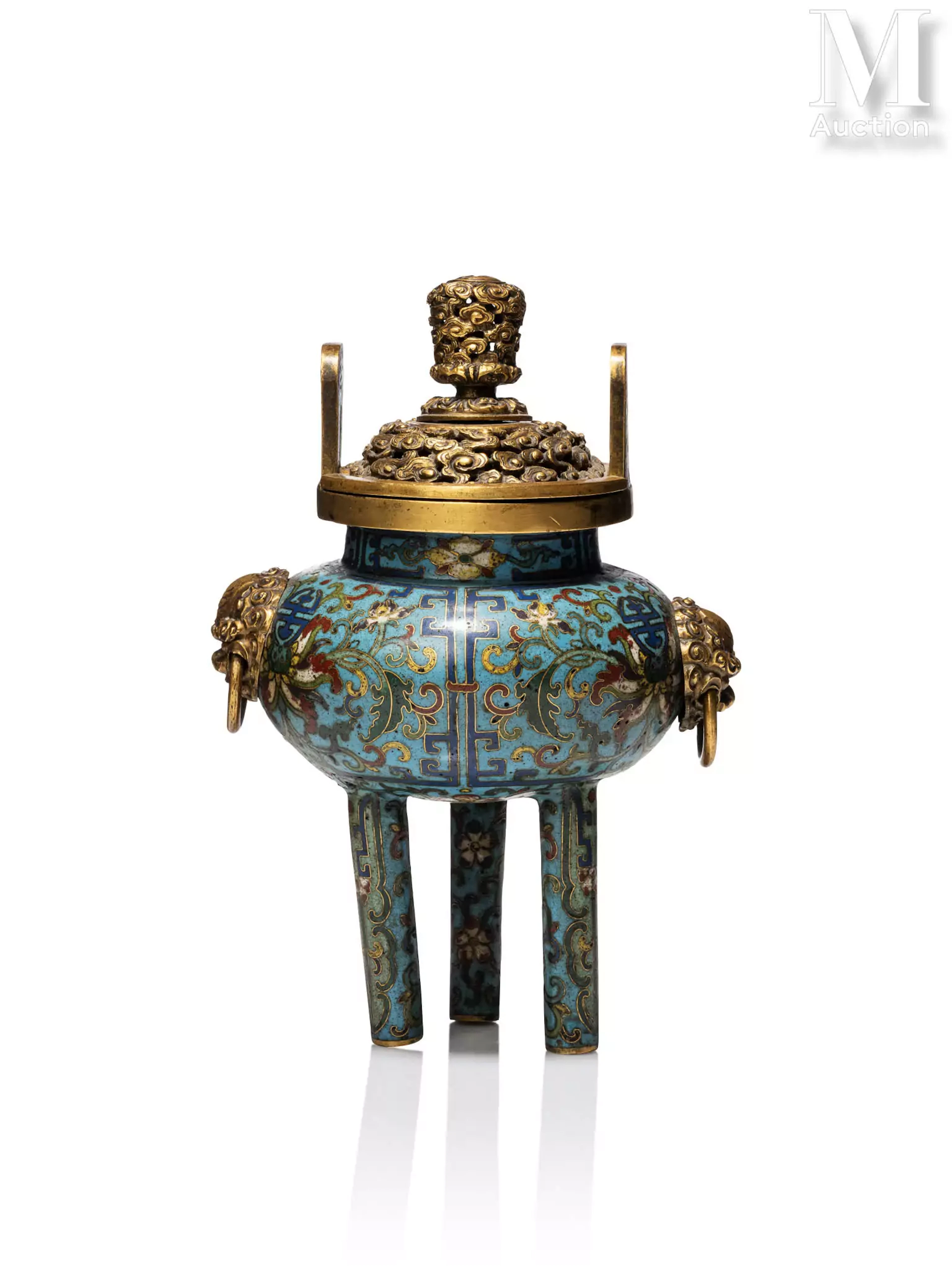 CHINE, XVIIIe siècle Brûle-parfum en bronze et émaux cloisonnés