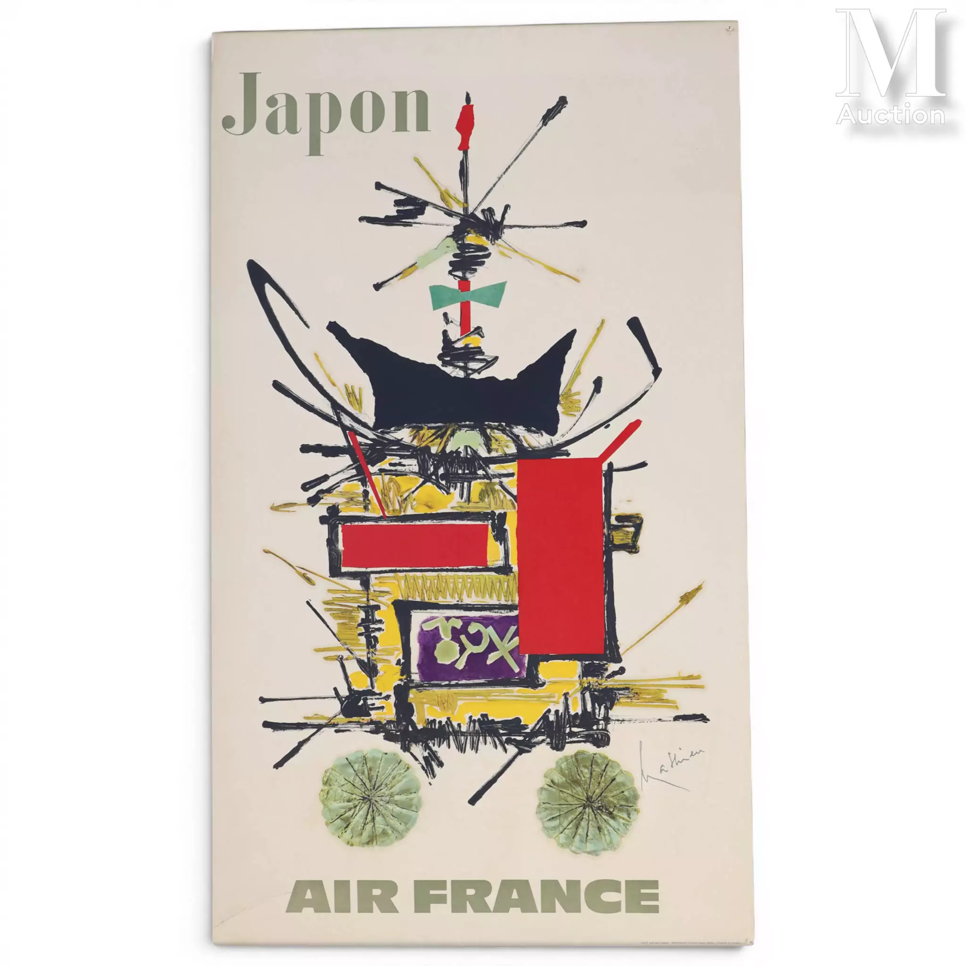 MATHIEU Georges (1921-2012) Affiche en couleur AIR FRANCE "JAPON"