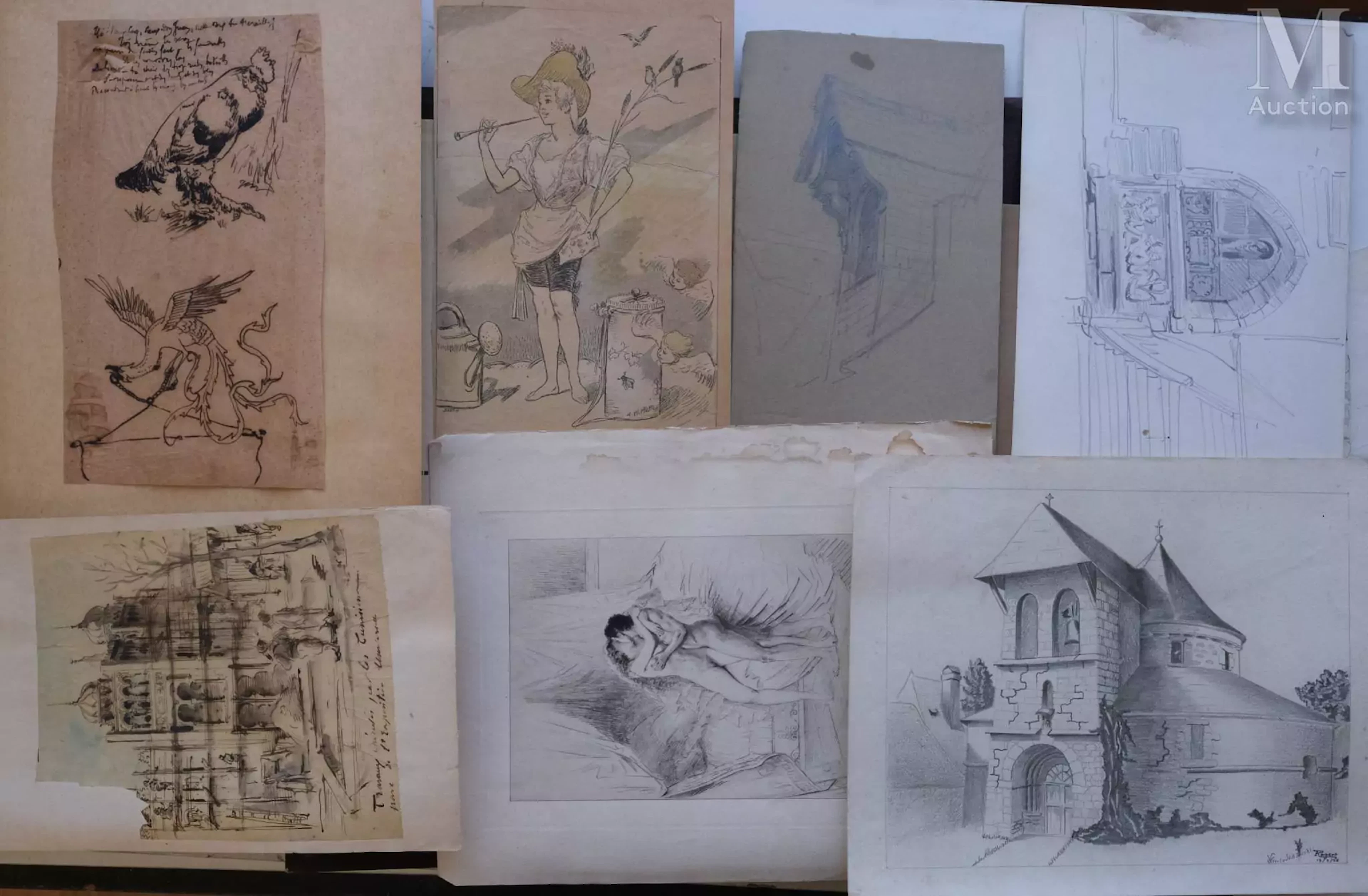 Ensemble de cent dessins ou gravures