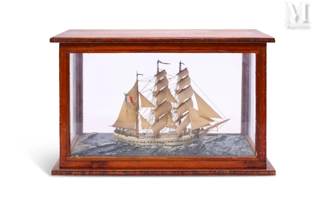 Diorama un quatre mats barque français début XXème