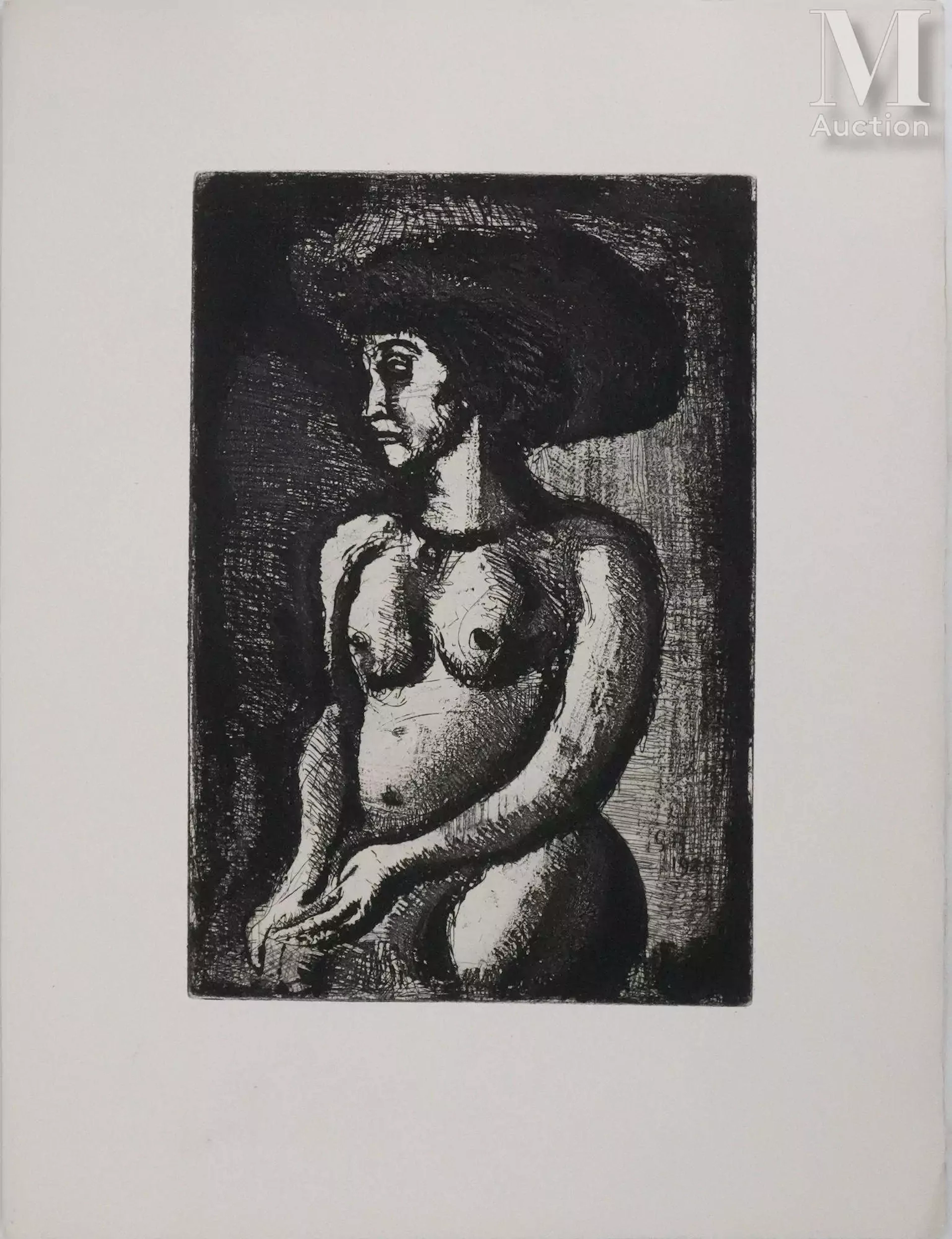 ROUAULT Georges Jeune fille au grand chapeau, 1928