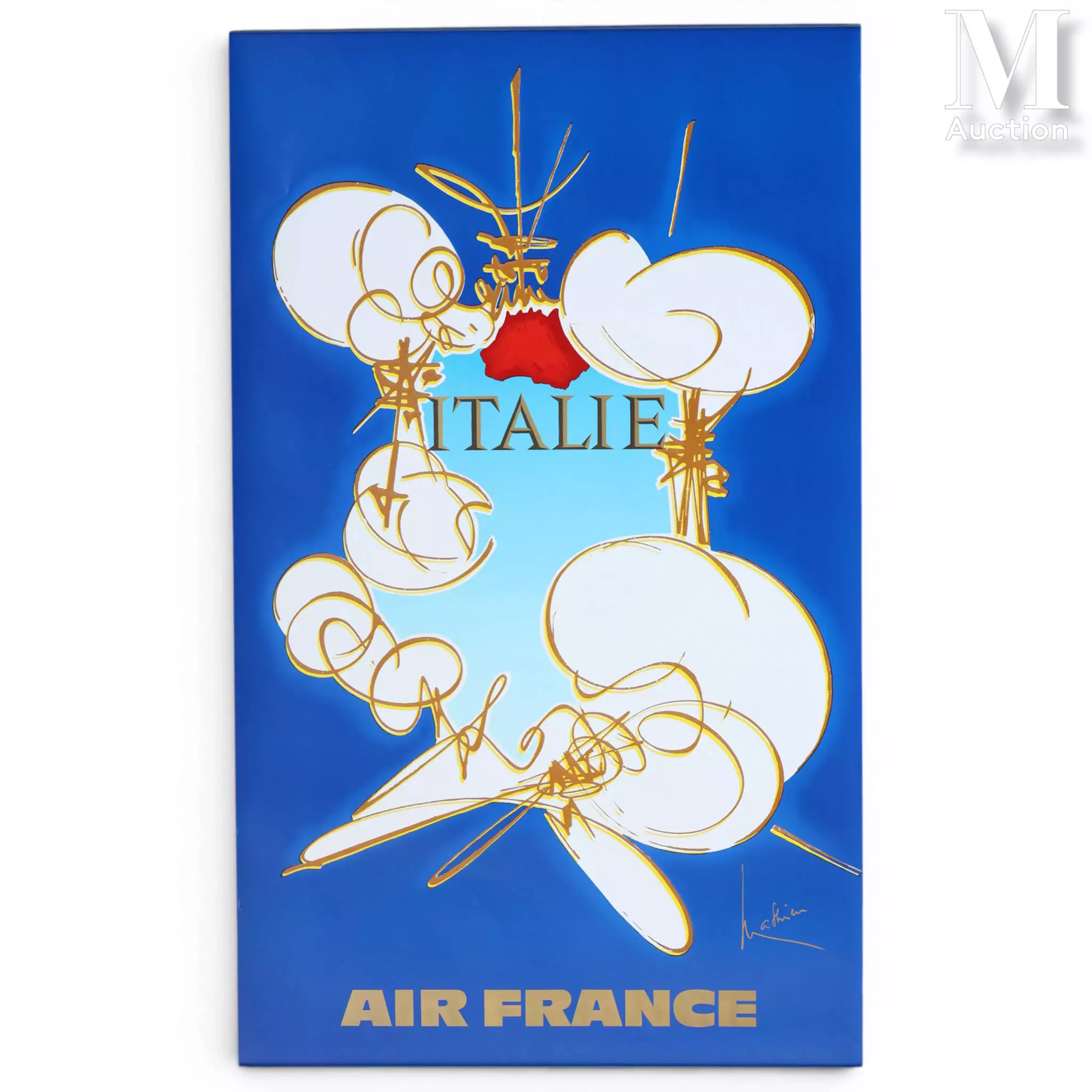 MATHIEU Georges (1921-2012) Affiche en couleur AIR FRANCE "ITALIE"