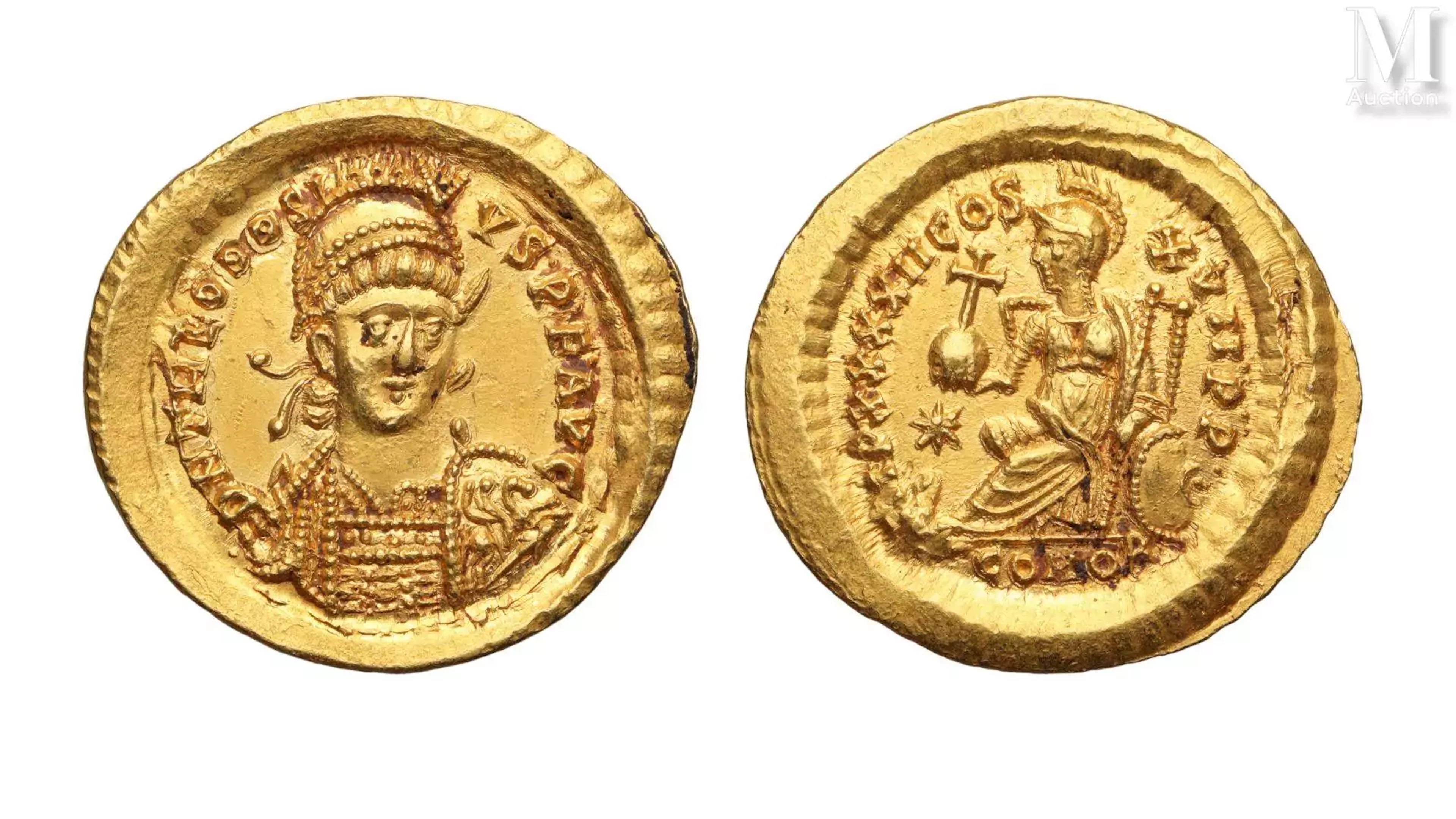 Théodose II 441-450 ap. JC. Solidus Constantinople.
