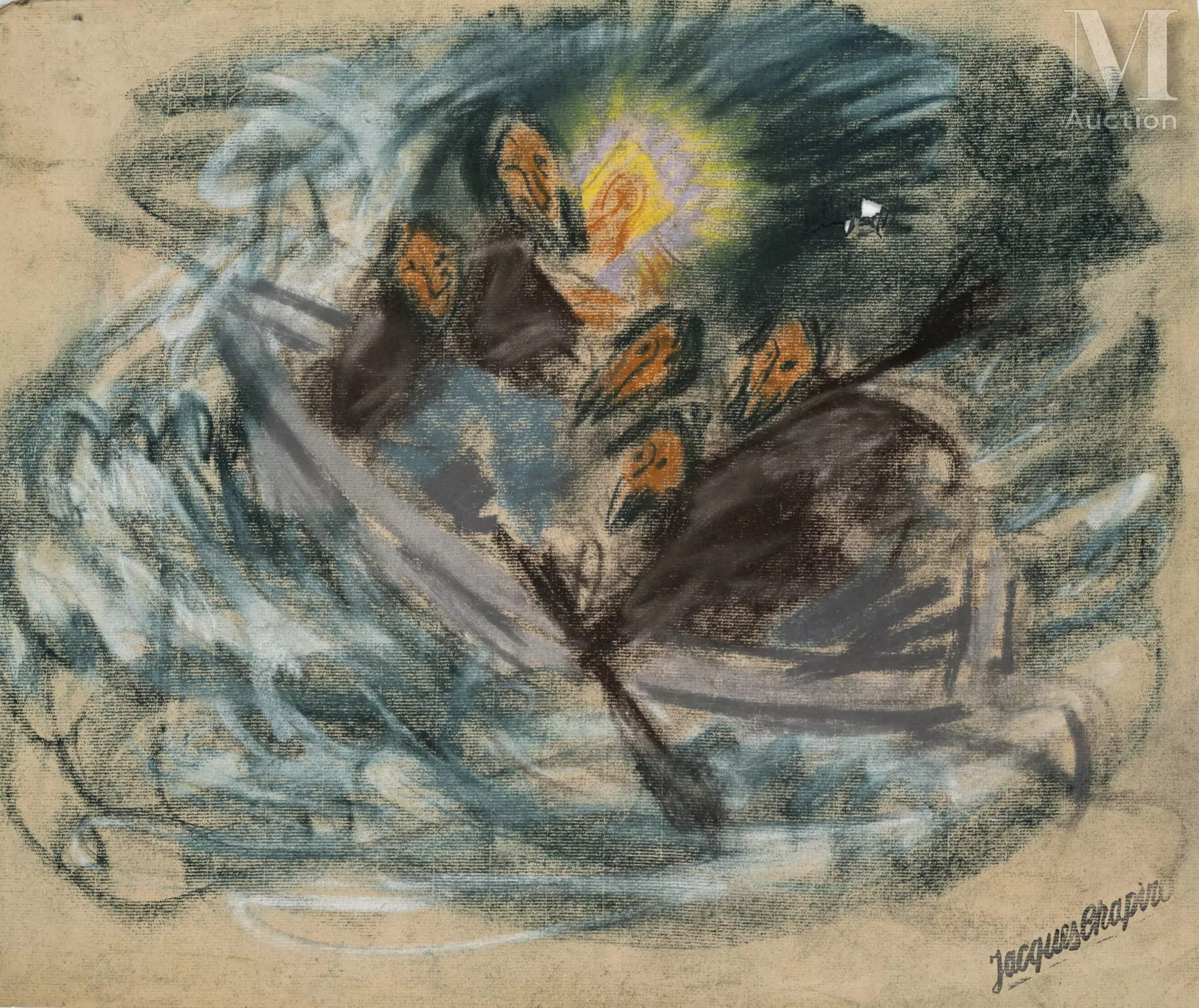 Jacques CHAPIRO (1887-1972) La barque dans la tempête