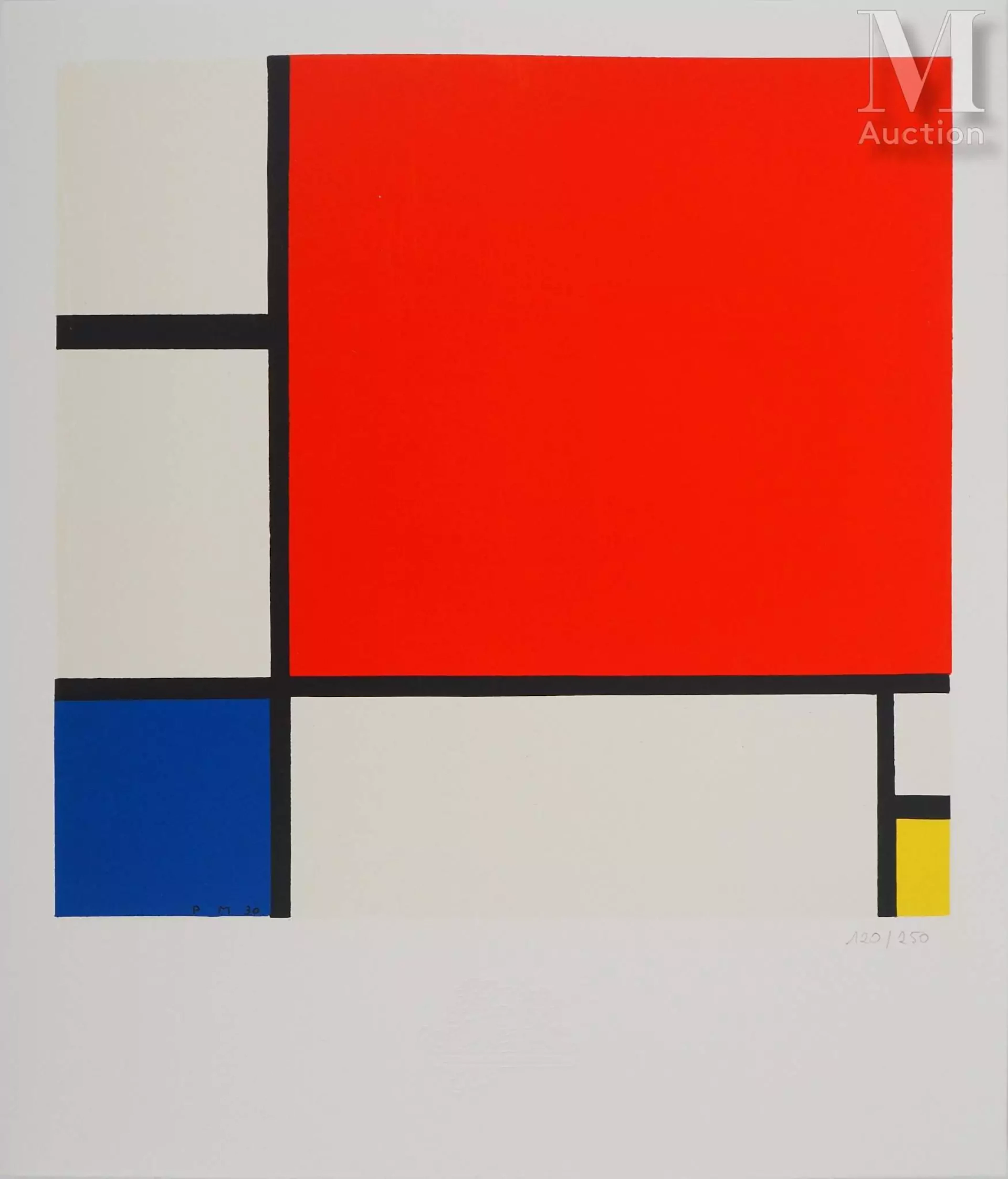 MONDRIAN Piet Composition II en rouge, bleu et jaune