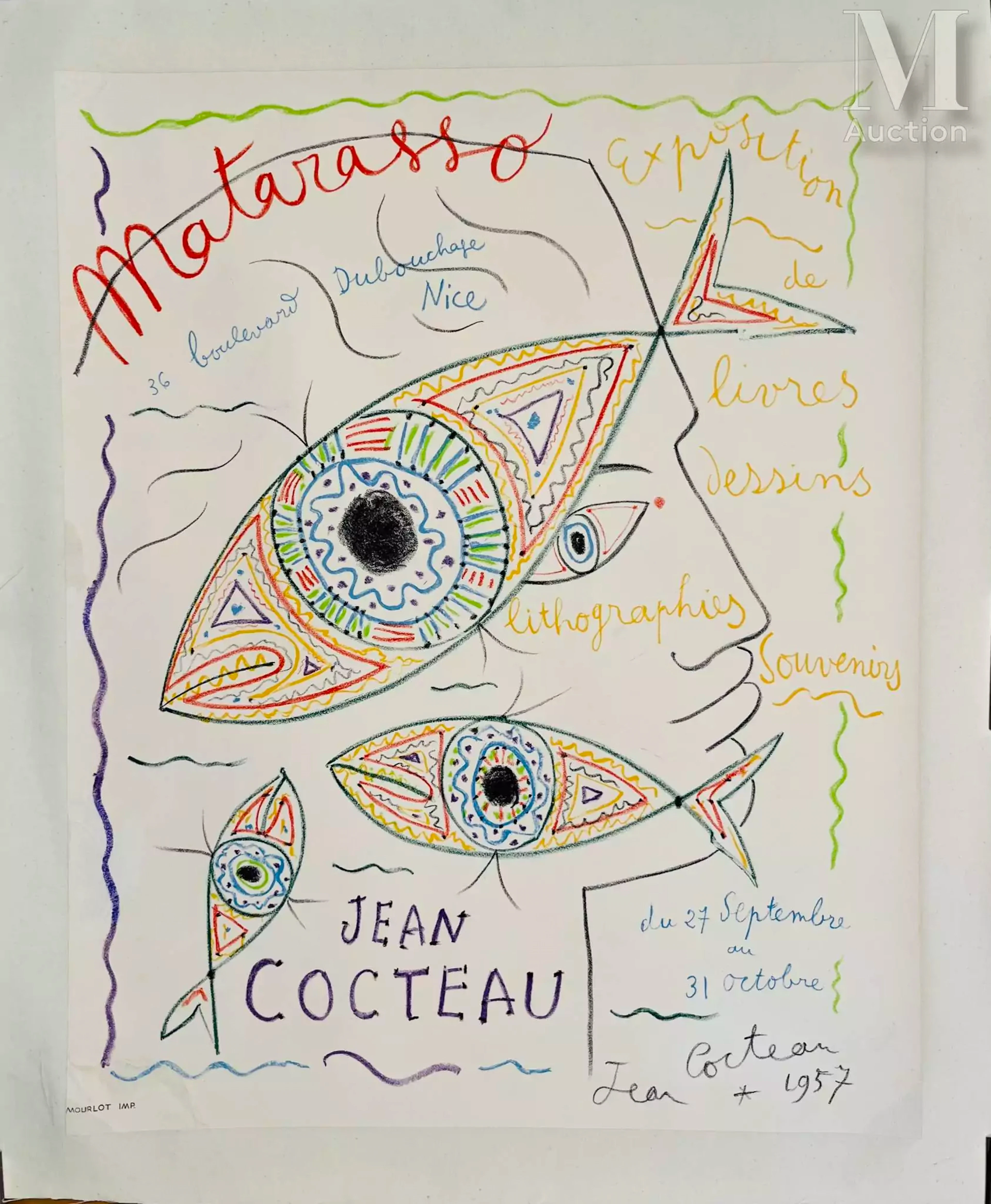 Jean COCTEAU (1889-1963) Livres, dessins, lithographies, 1957
