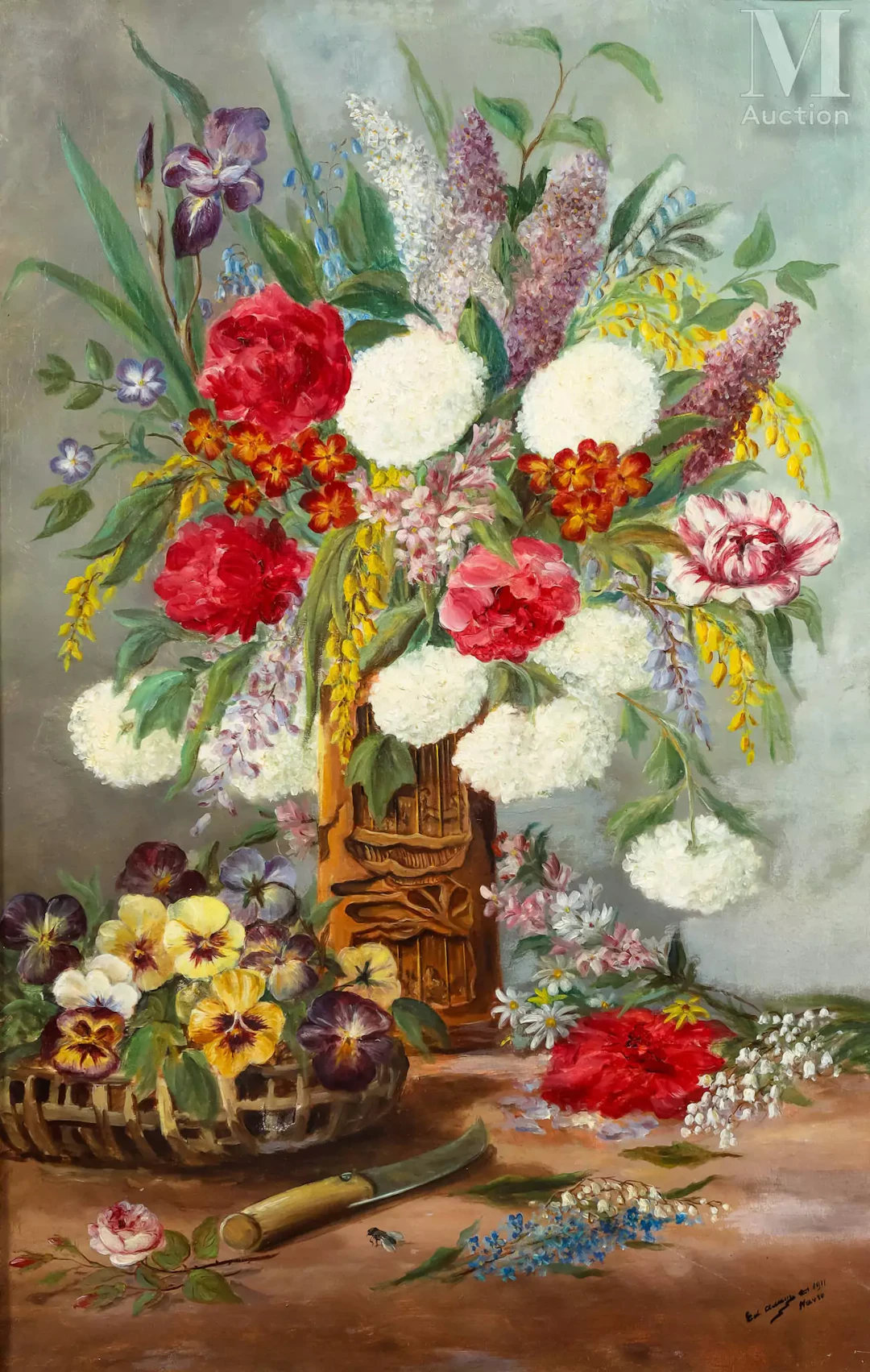 École FRANÇAISE du début du XXème siècle Nature morte au vase de fleurs