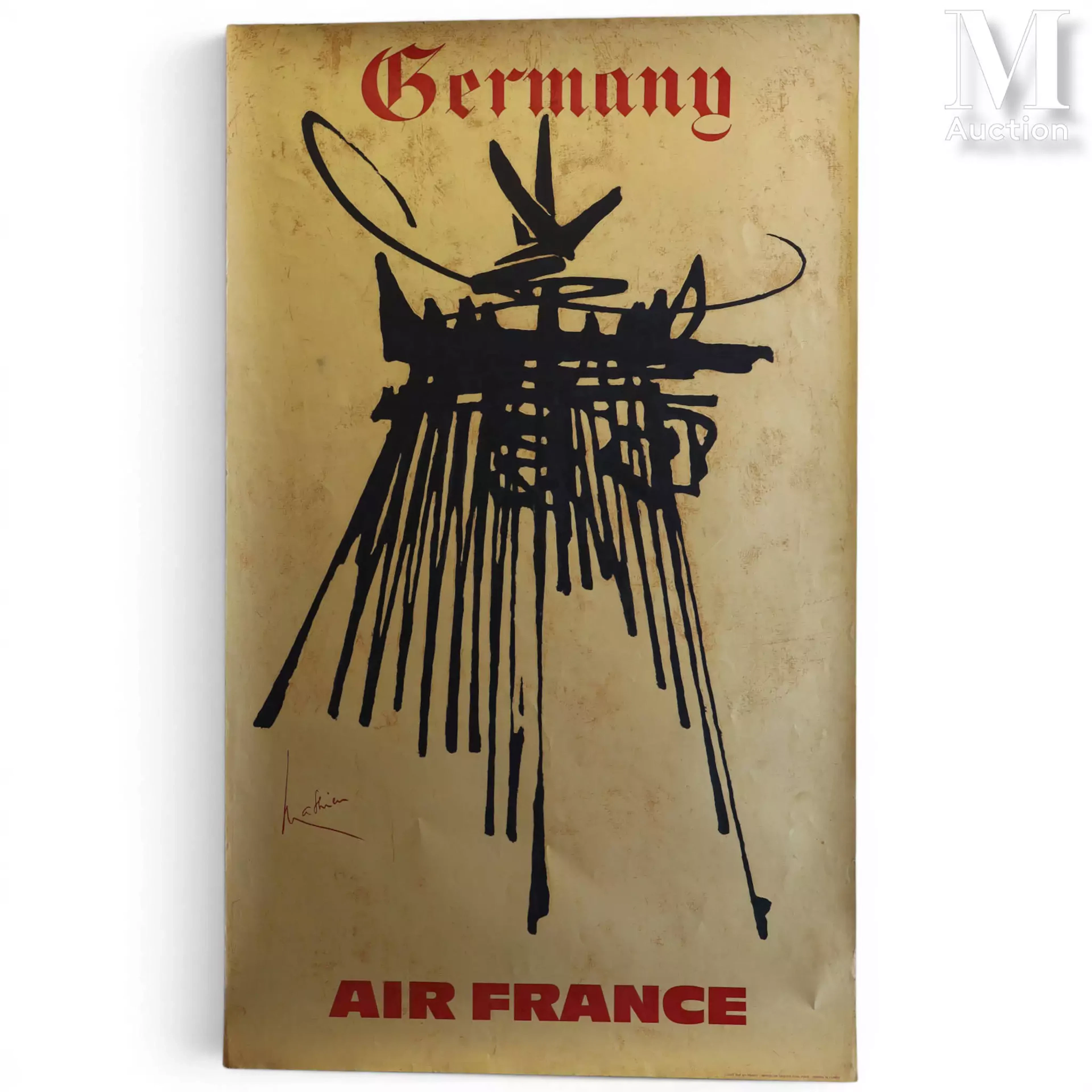 MATHIEU Georges (1921-2012) Affiche en couleur AIR FRANCE "GERMANY"