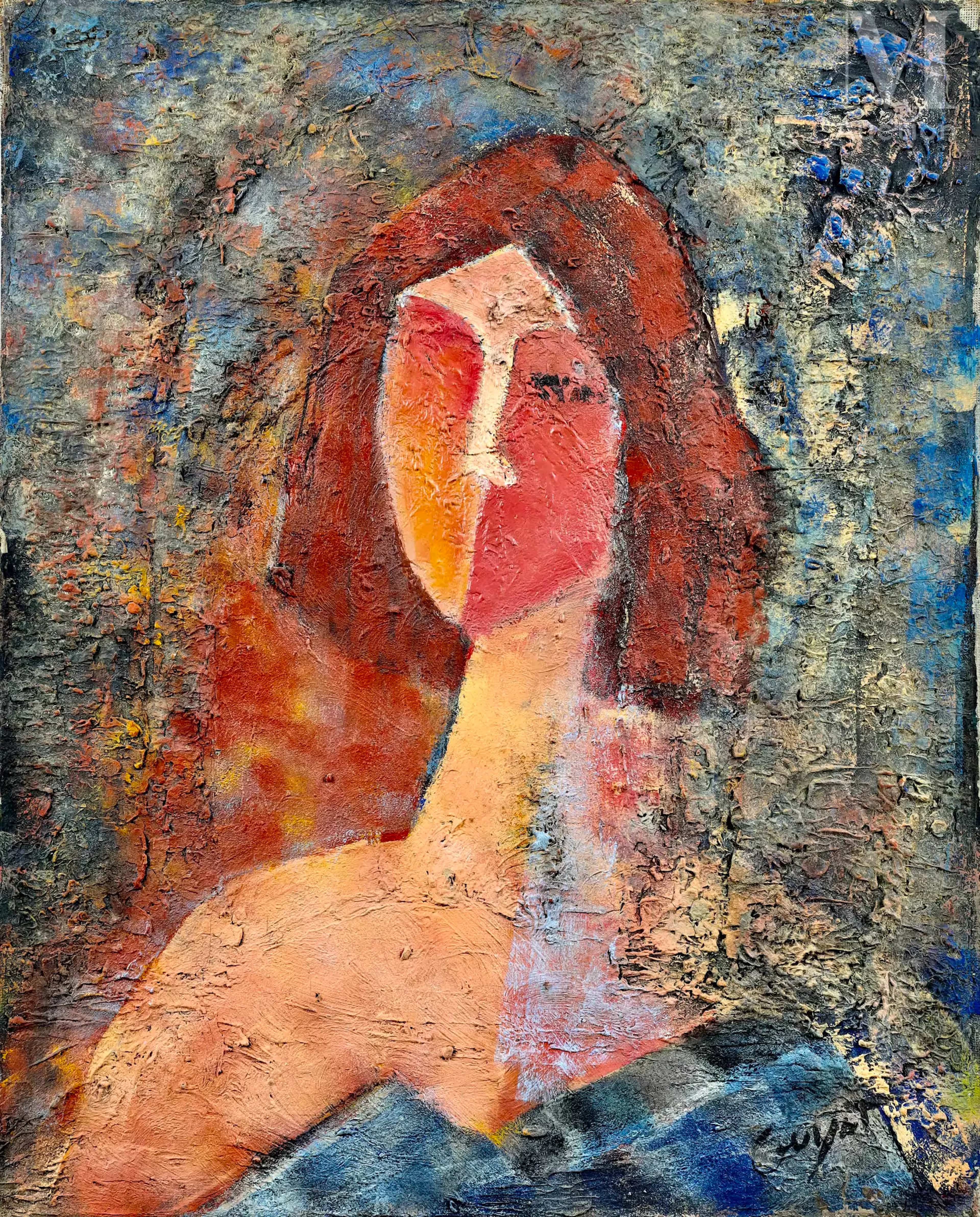Jacques Henri GUYOT (né en 1946) Portrait de femme cubiste
