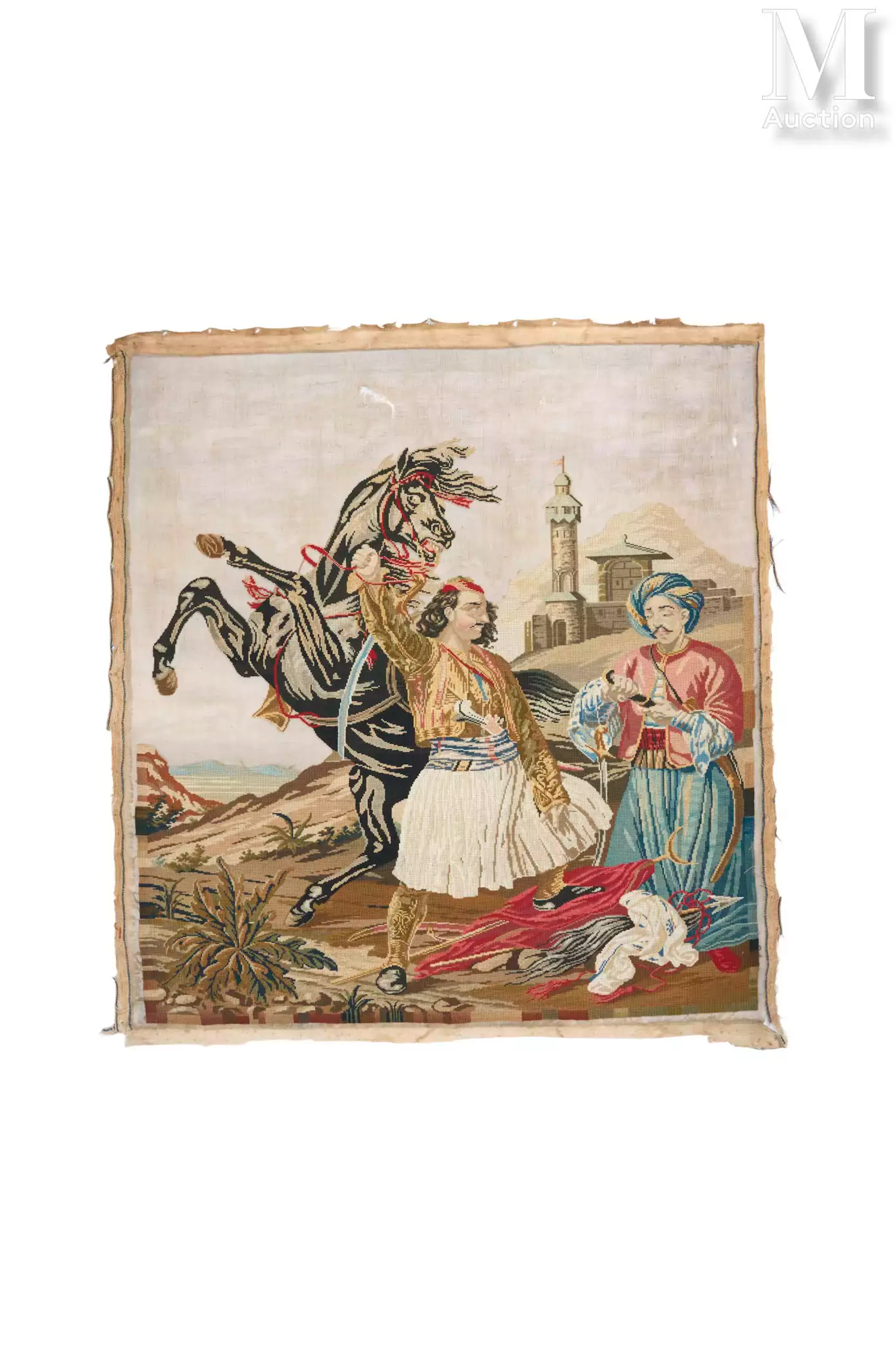 Broderie philhellénique à sujet historié Europe, vers 1830–1850