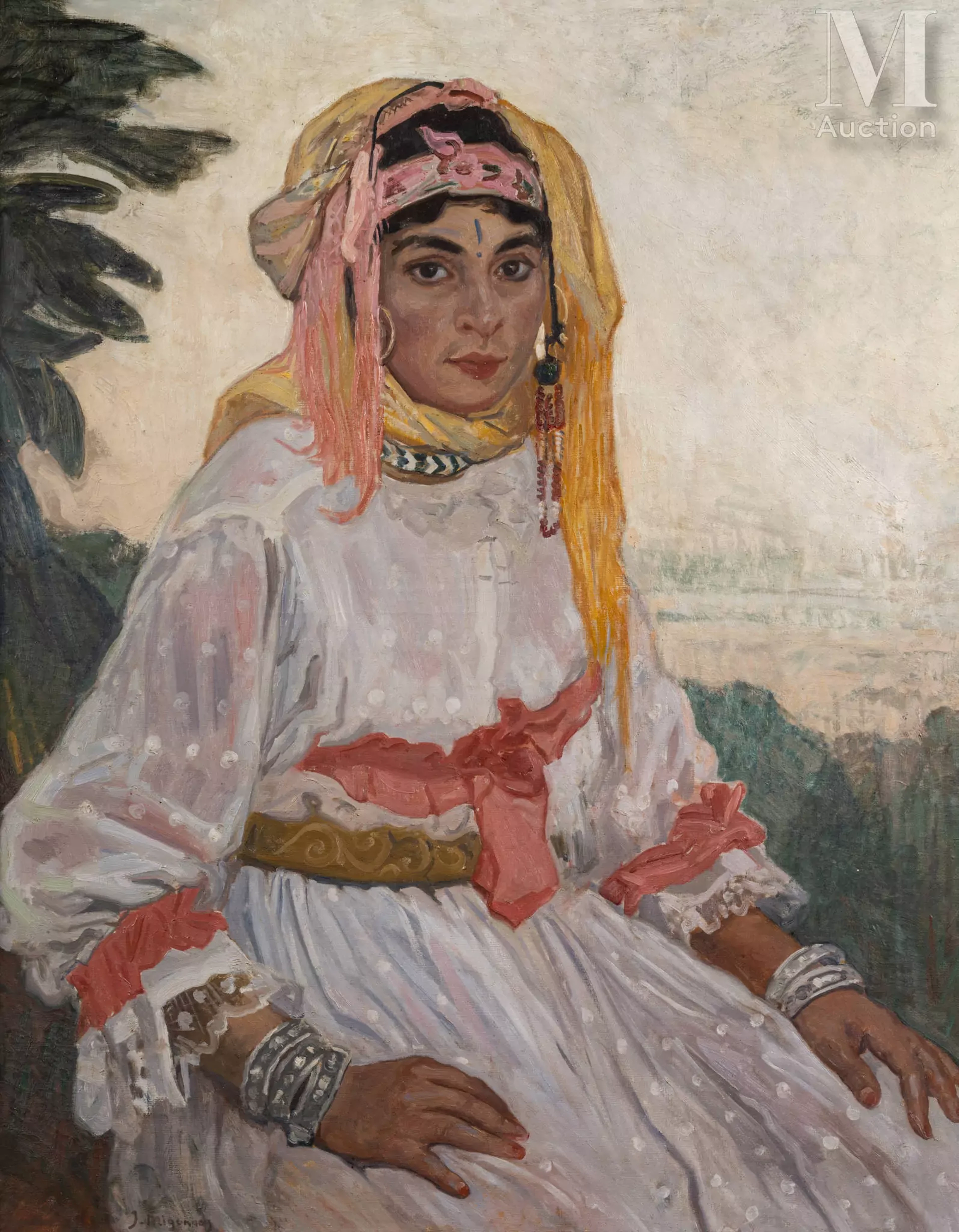 Jules MIGONNEY (Bourg-en-Bresse 1876 - Paris 1929) Portrait de femme arabe