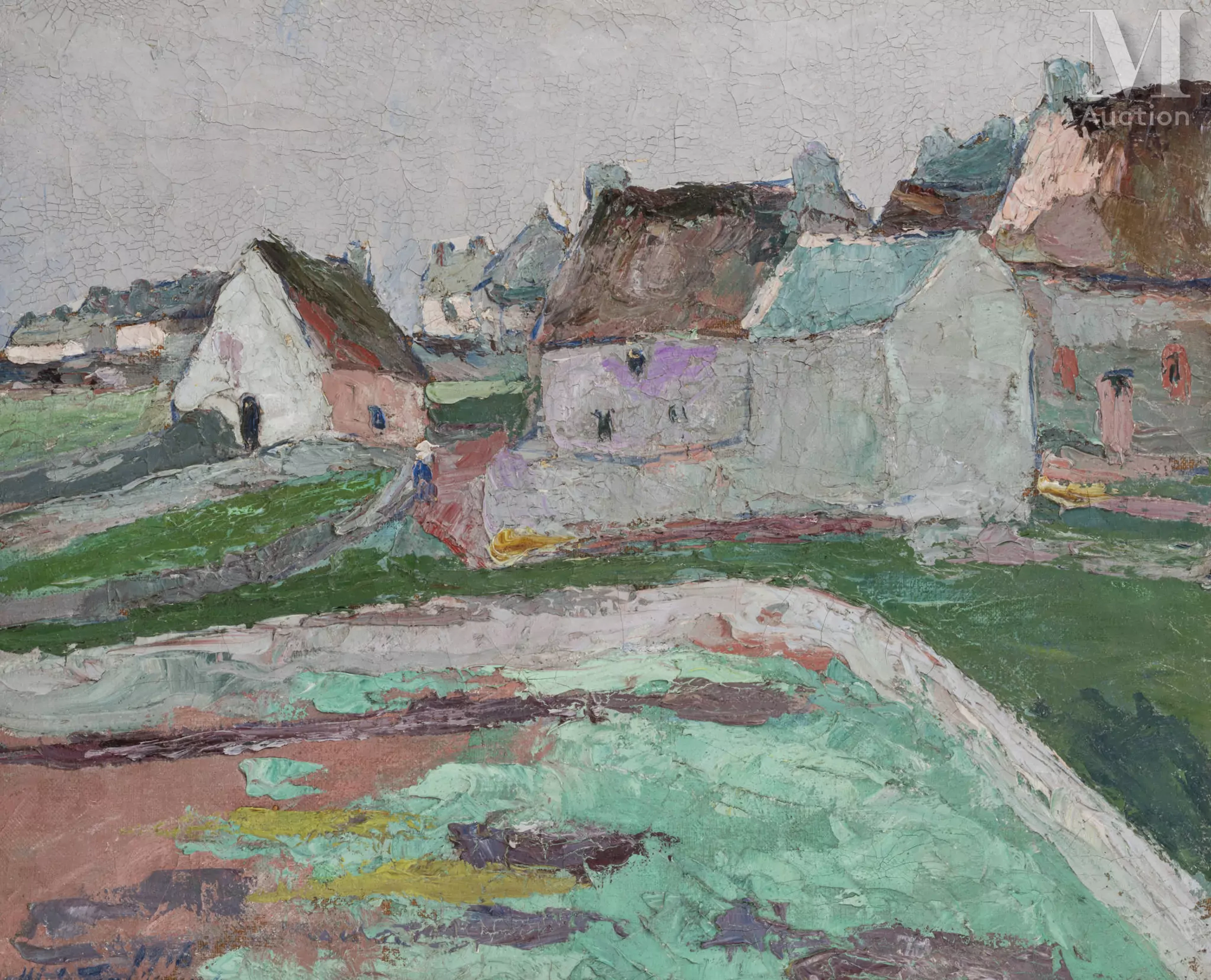 Wladimir de TERLIKOWSKI (Poraj 1873-Paris 1951) Le village breton, Morbihan