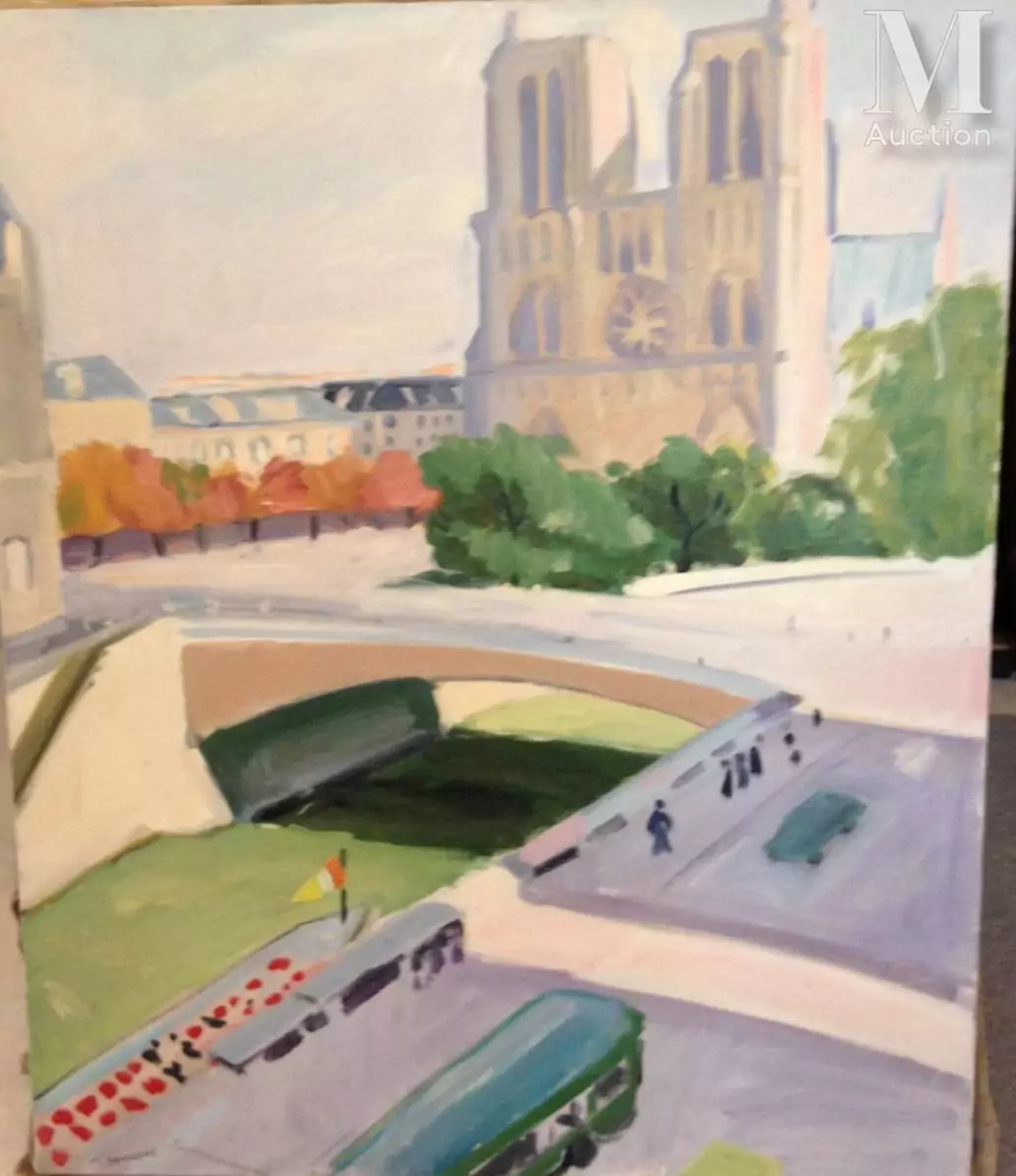 DEMARNE (Actif au XX ème siècle ) Vue de la cathédrale Notre Dame