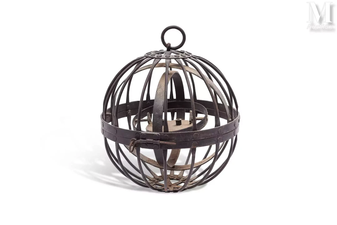 Lampe à huile circulaire en fer forgé XIXeme