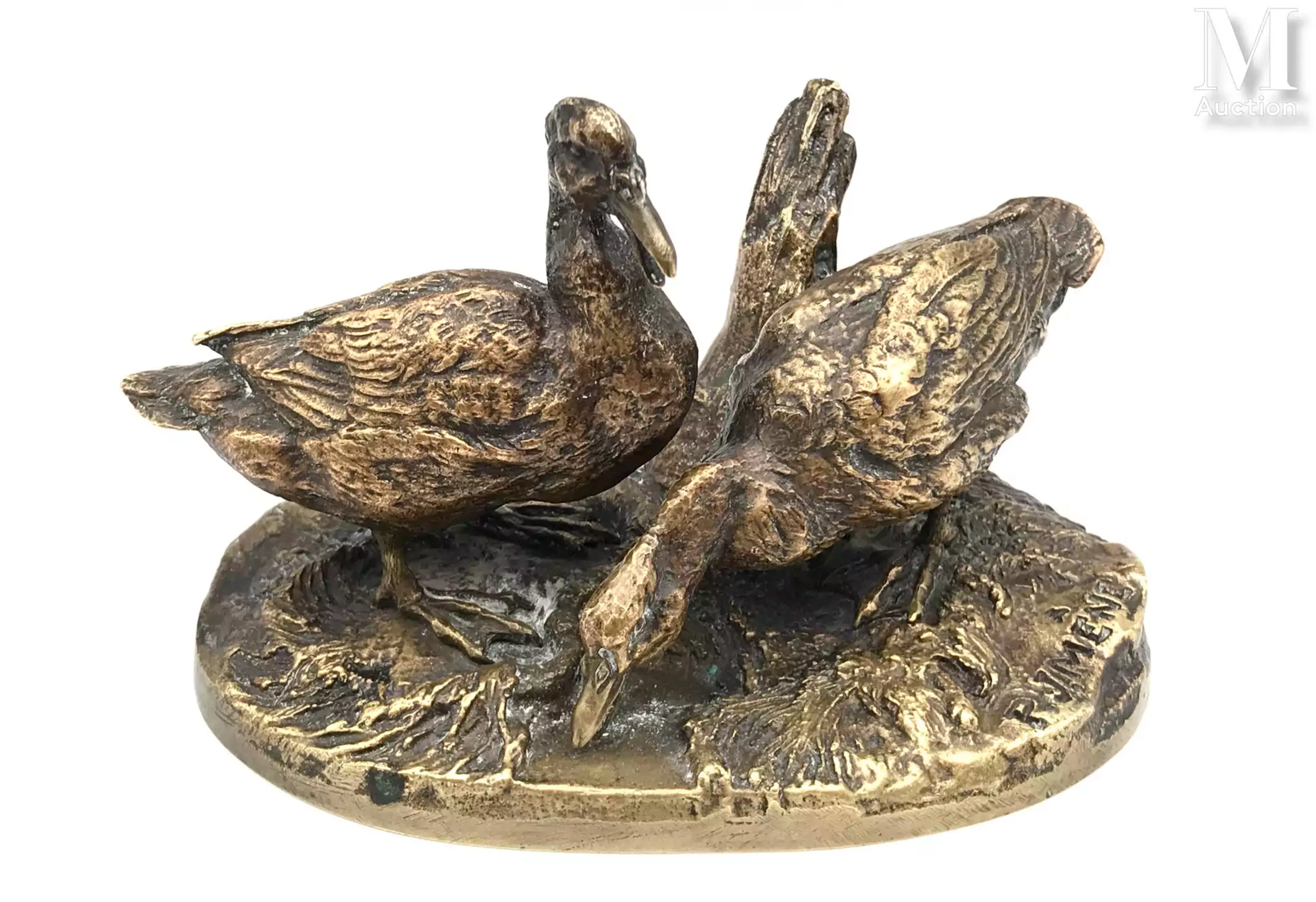 Pierre-Jules MÈNE (1810-1879) d'après Deux canards près d’un tronc d’arbre