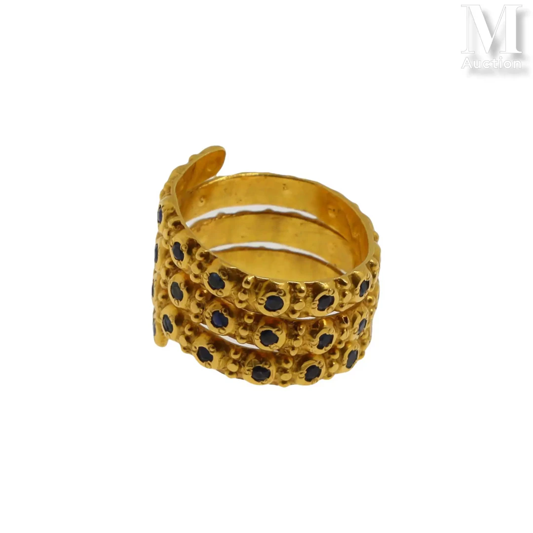 Bague saphirs torsadés