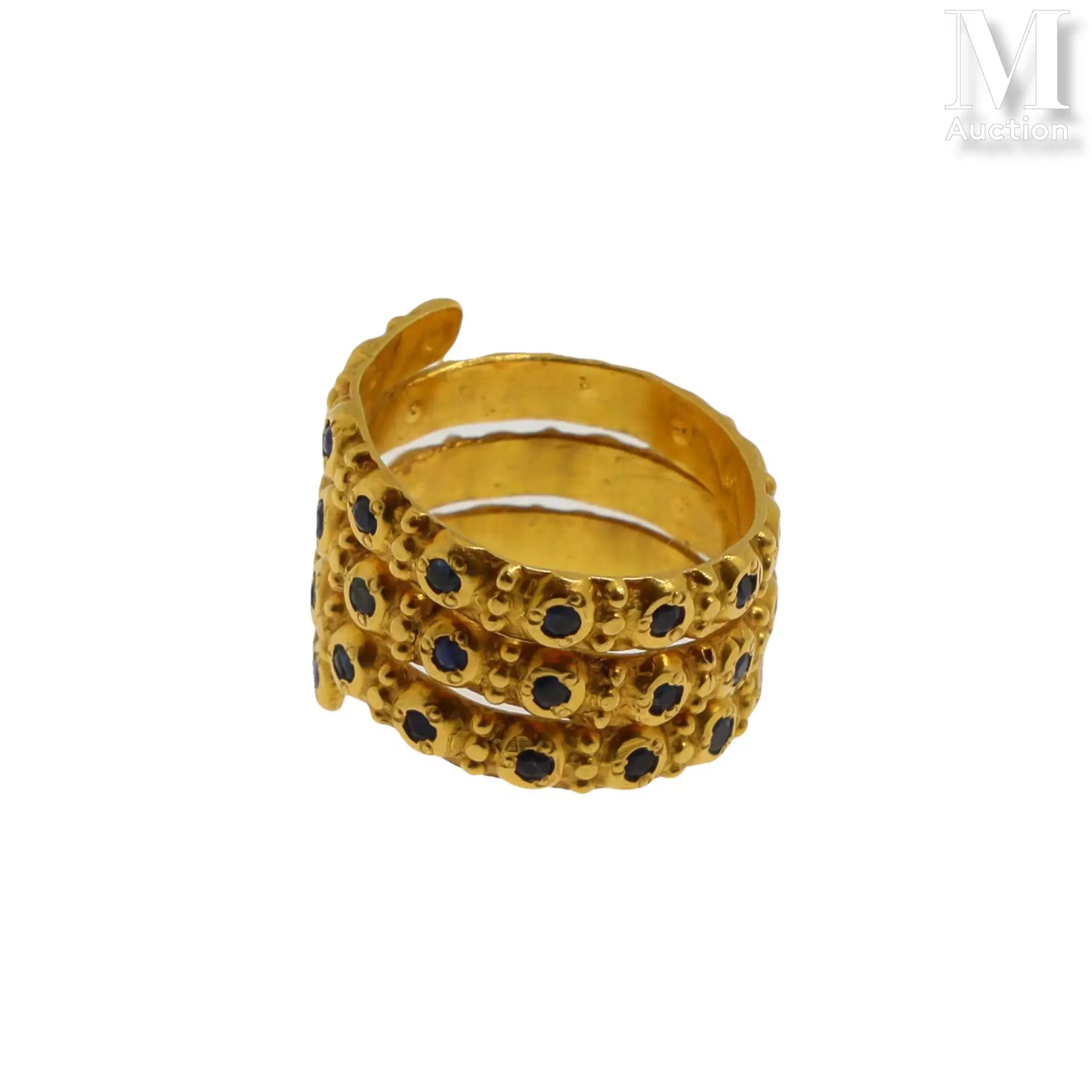 Bague saphirs torsadés
