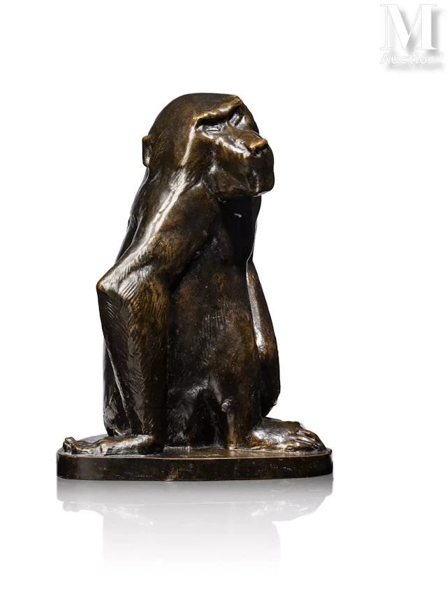 Georges - Lucien GUYOT (Paris 1885 - 1972) "Petit hamadryas assis"